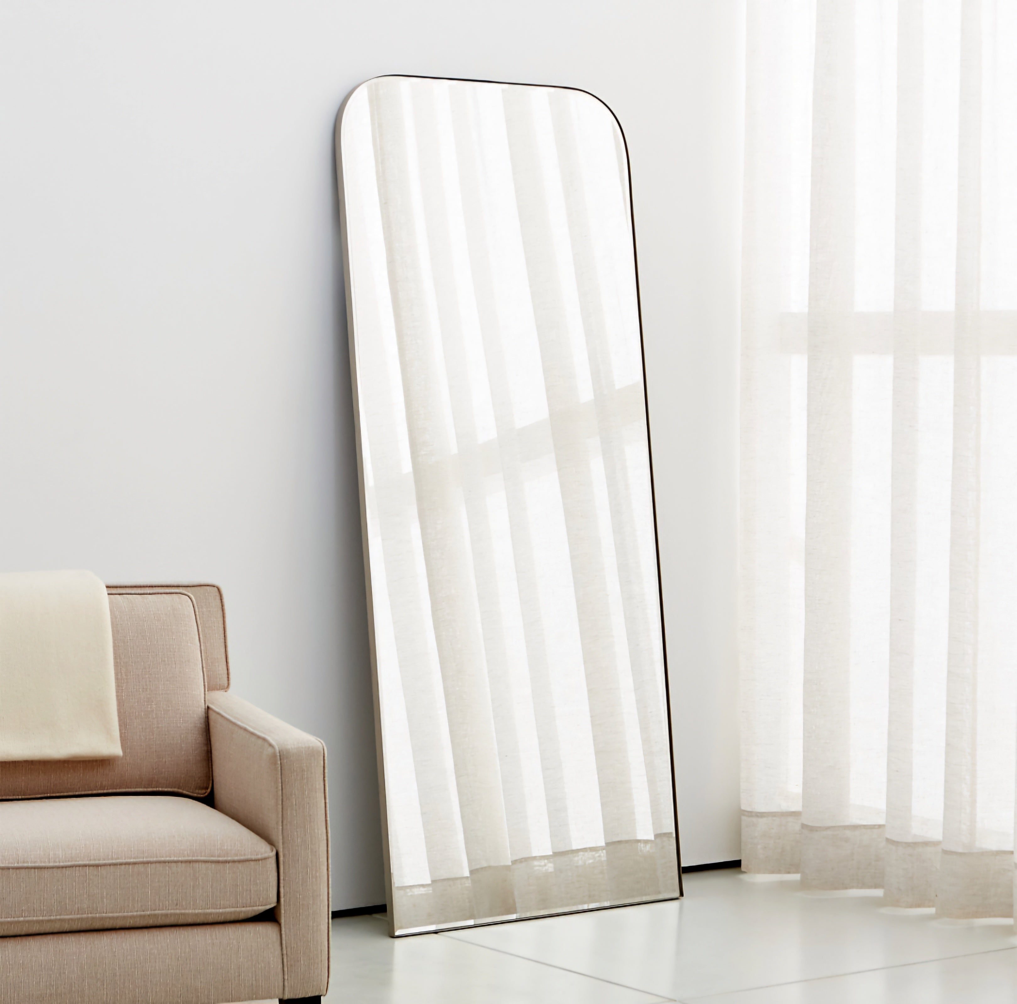THE ONE × Edge — Walnut Arch Rectangle Floor Mirror