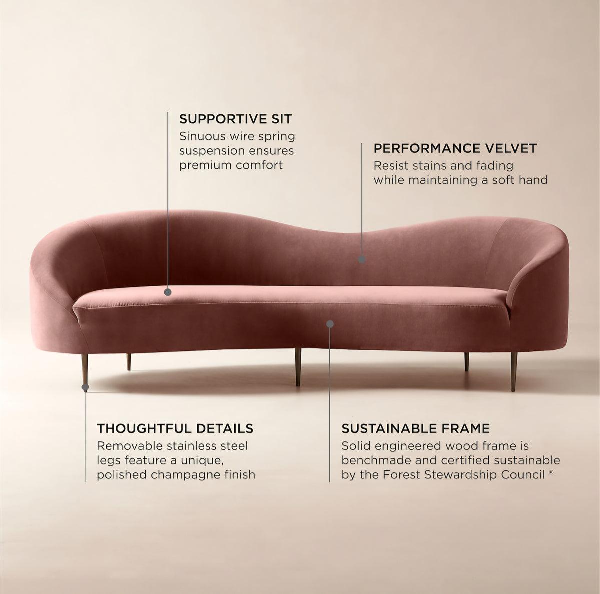 THE ONE × Curvo — White Performance Fabric Sofa by Goop