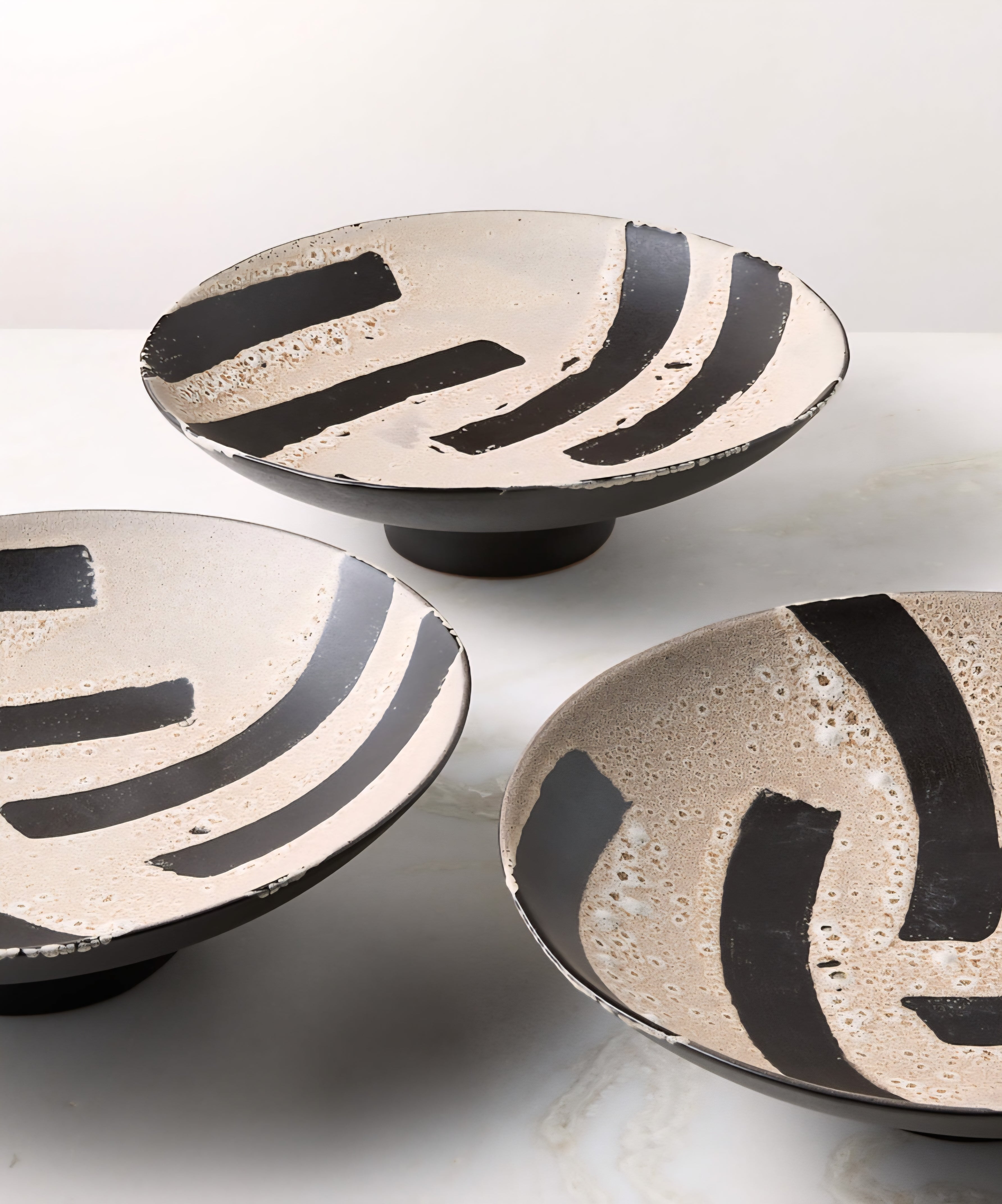 THE ONE × Adler — Black Ceramic Pedestal Serving Bowl