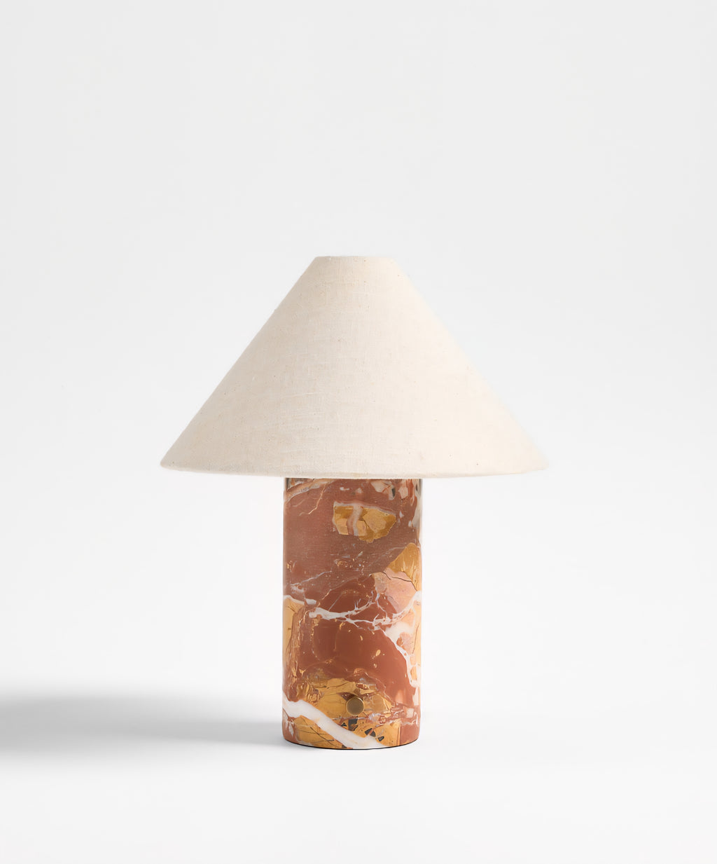 THE ONE × Chez — Red Marble Mini Table Lamp with Fabric Shade (14")