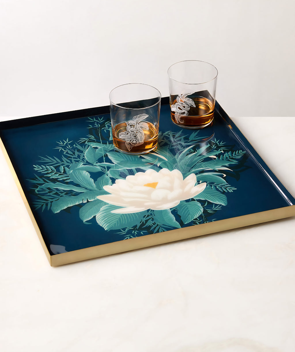 THE ONE × Lotus — Enamel Serving Tray (The White Lotus)