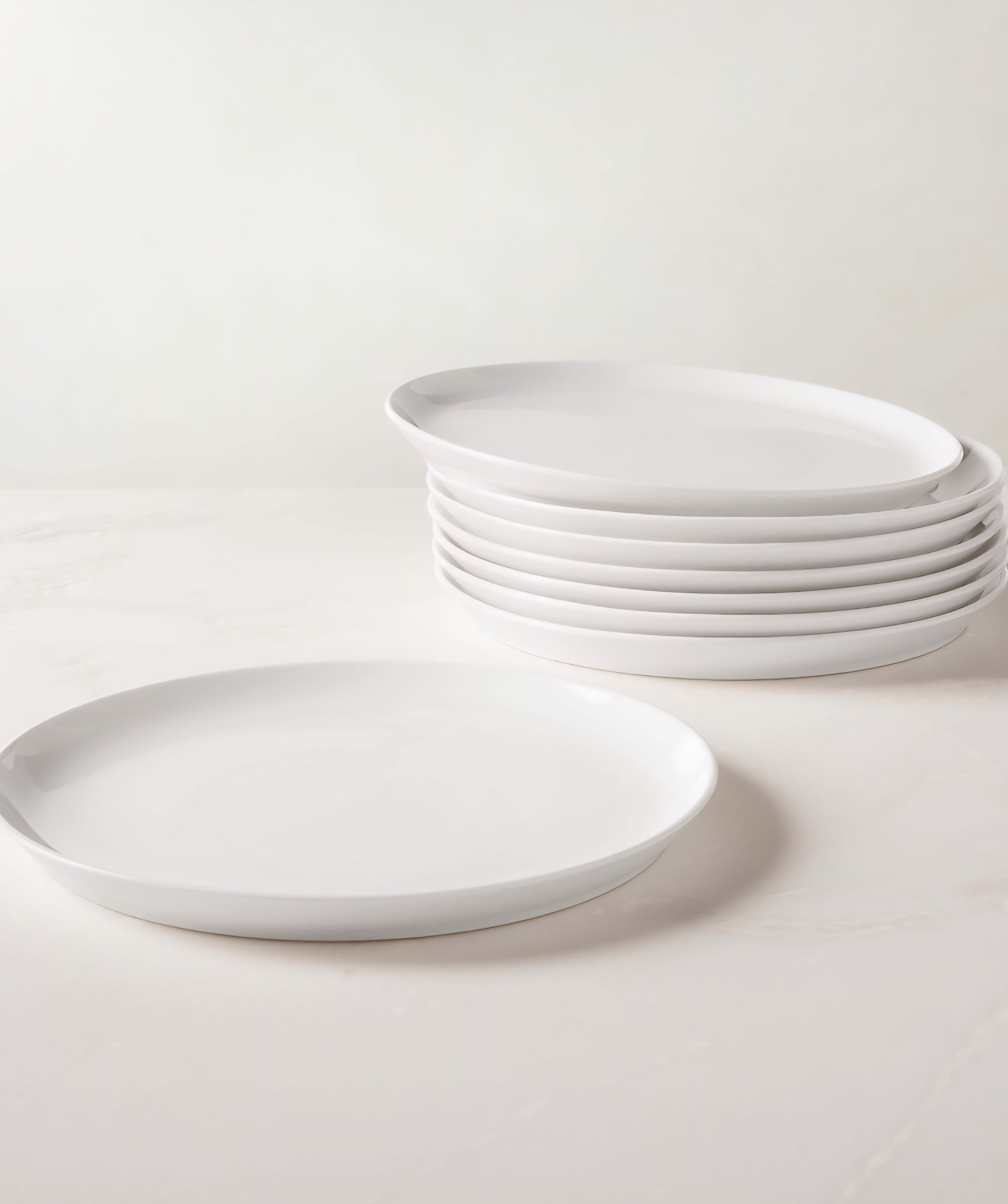 THE ONE × Contact — White Ceramic Dinner Plates with Black Rim