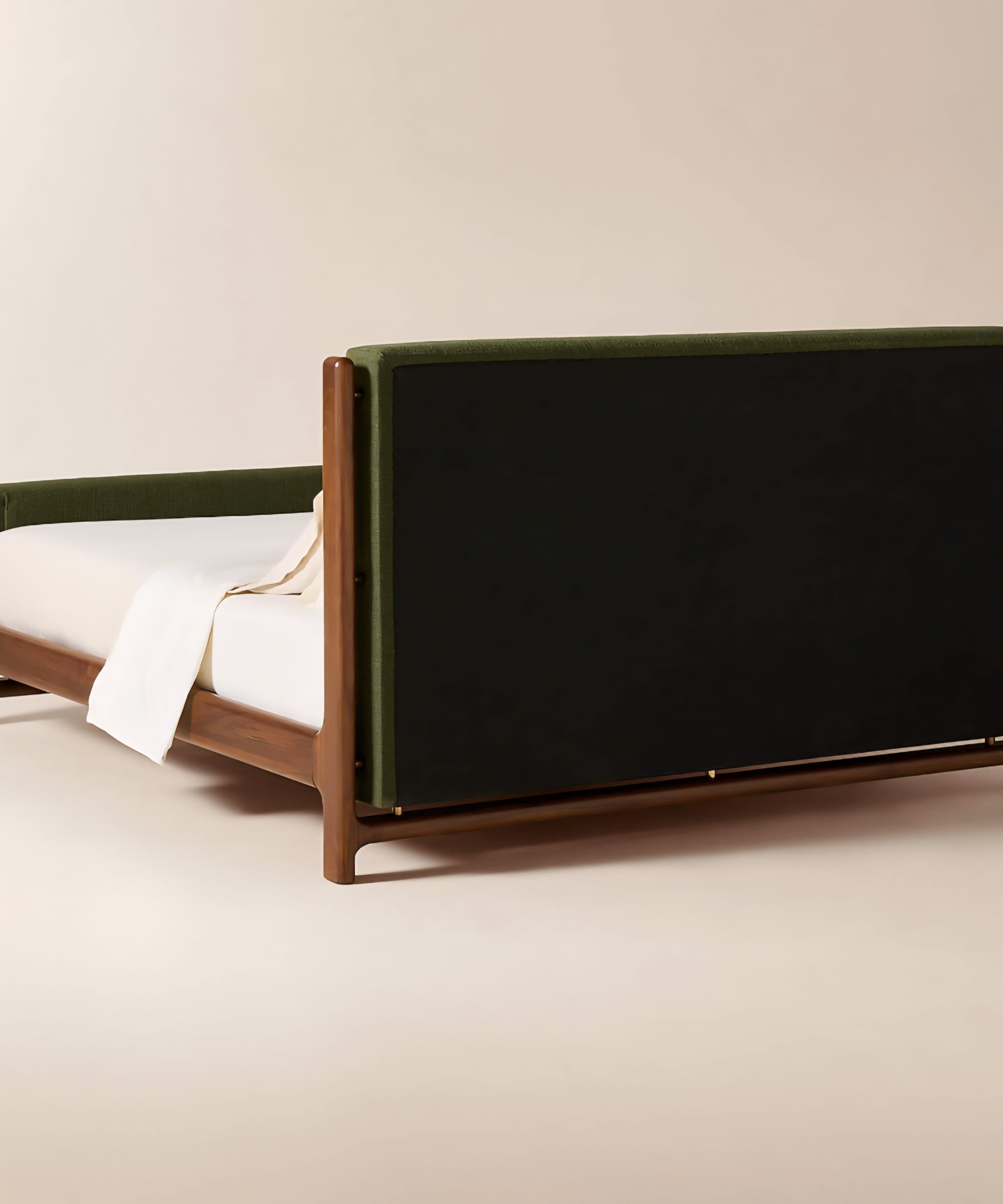 THE ONE × Tavola — Walnut and Warm White Upholstered Queen Bed