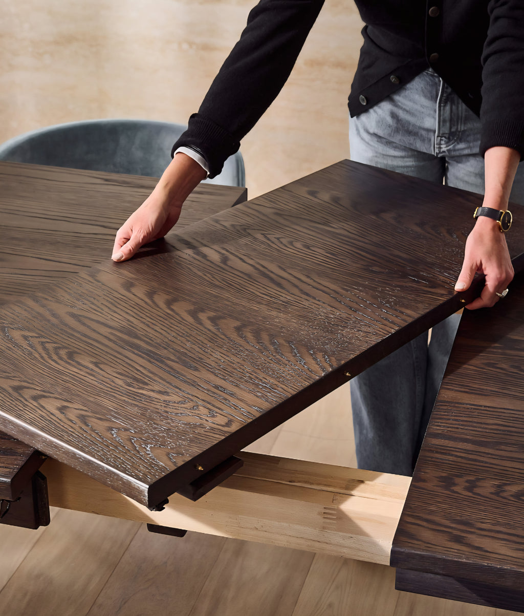 THE ONE × Otis — Rectangular Dark Oak Extendable Dining Table