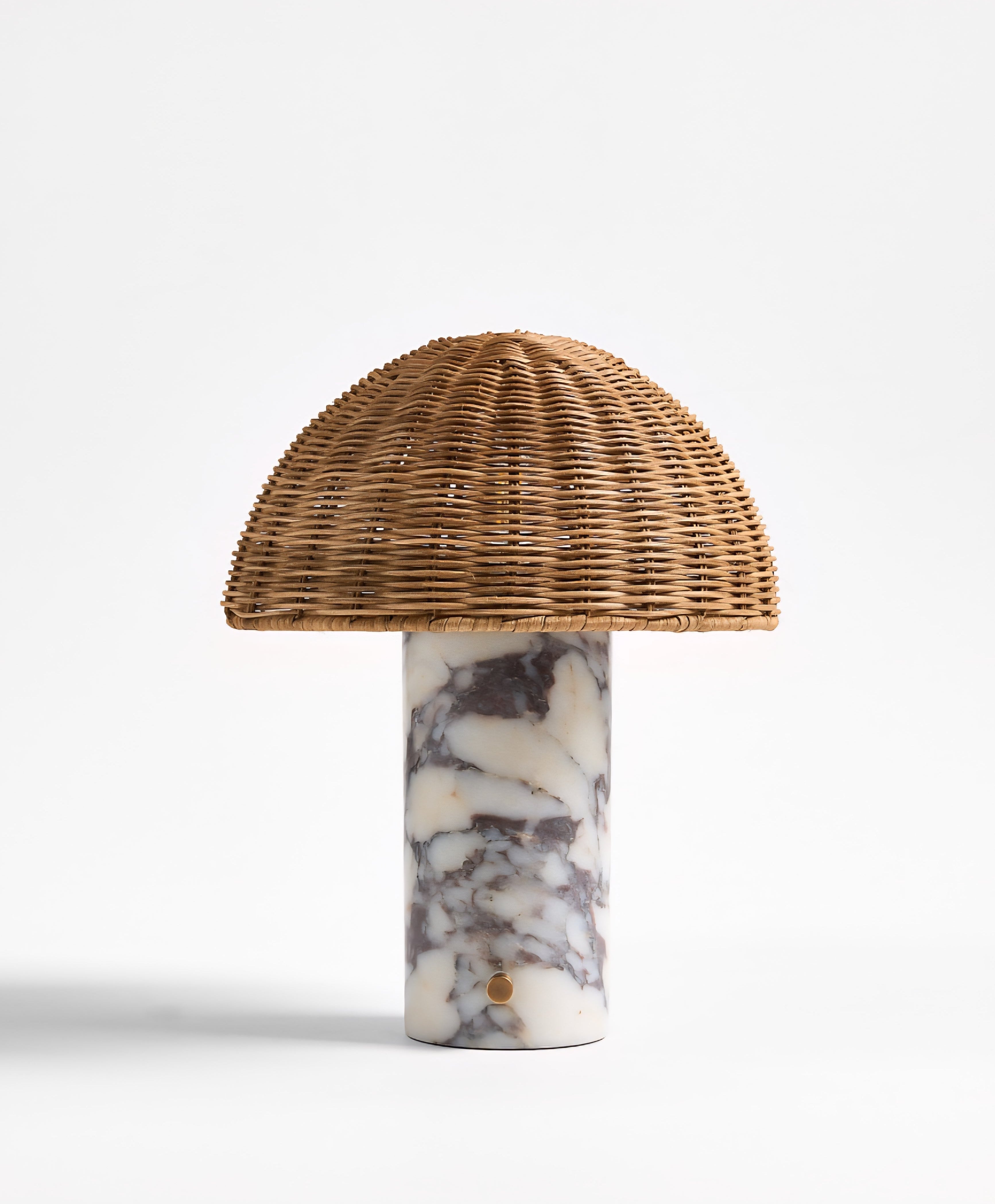 THE ONE × Seine — Calacatta Marble Mini Lamp with Rattan Shade