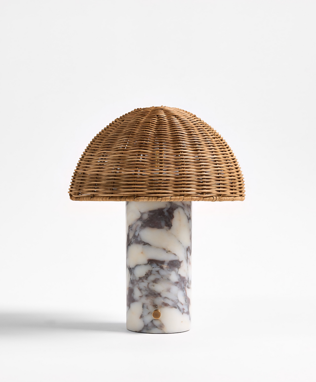 THE ONE × Seine — Calacatta Marble Mini Lamp with Rattan Shade