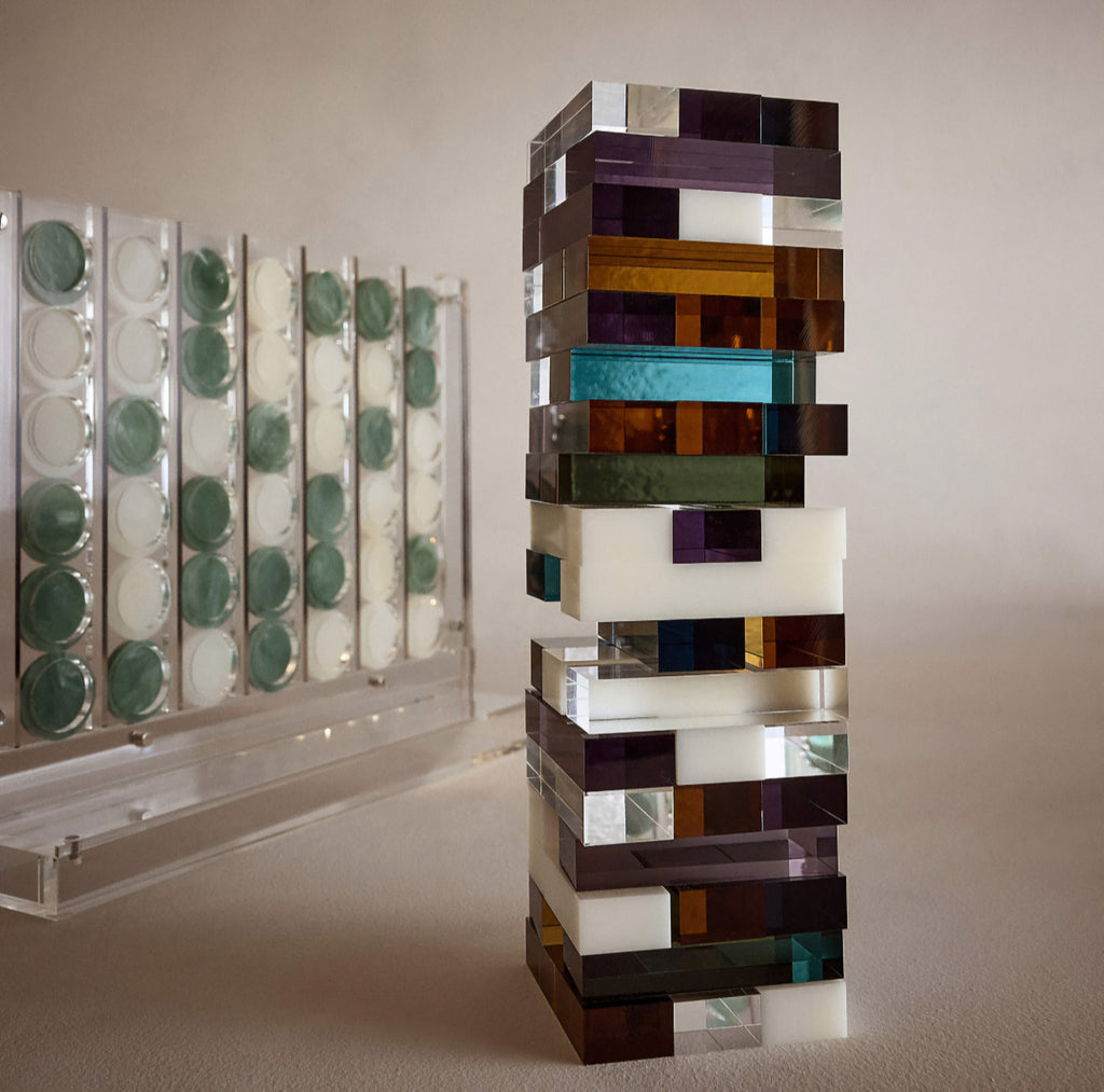 THE ONE × Four in a Row — Warm White and Green Acrylic Game