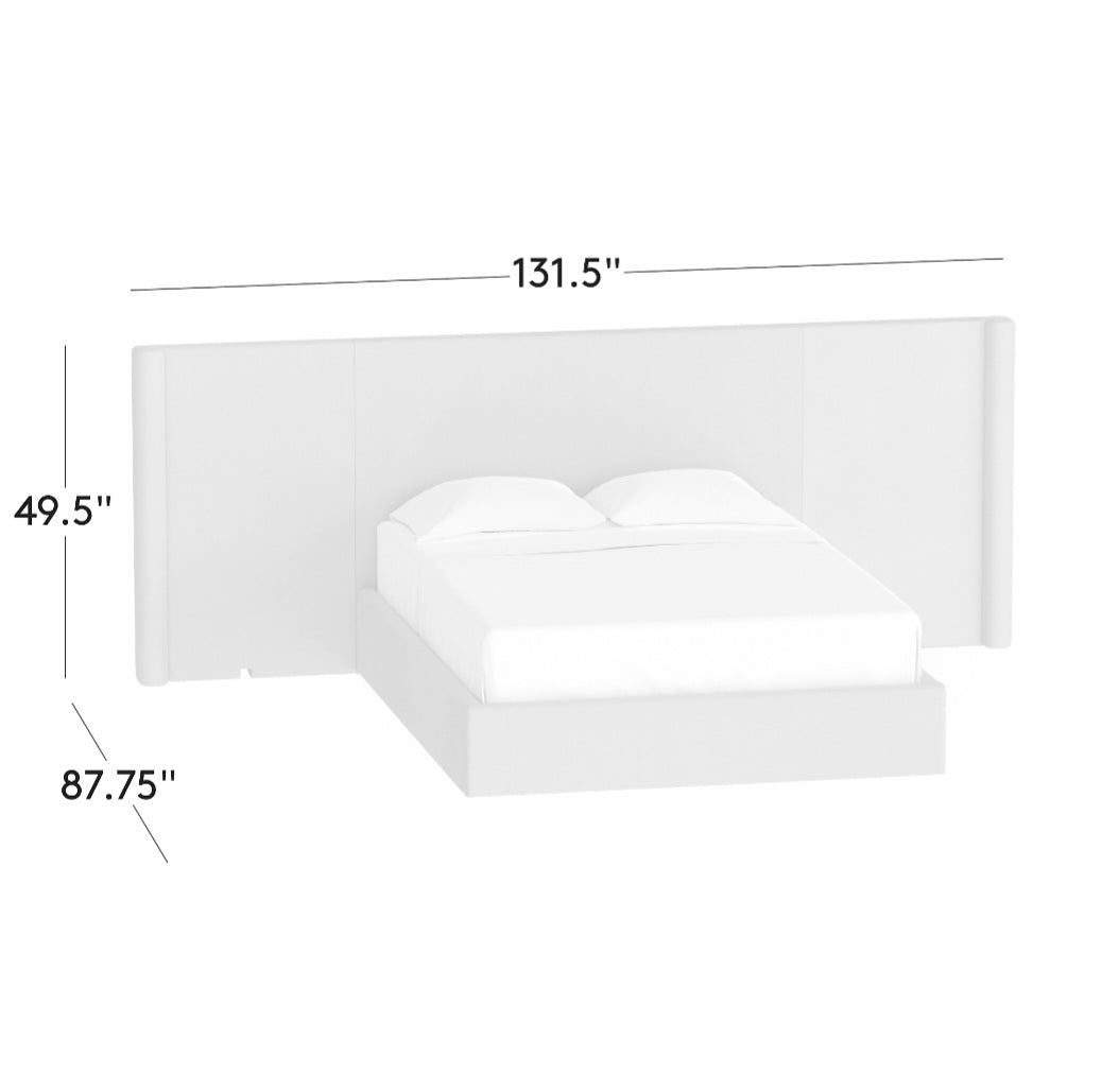 THE ONE × Abbott — Arctic Blue Velvet Upholstered Extended King Platform Bed