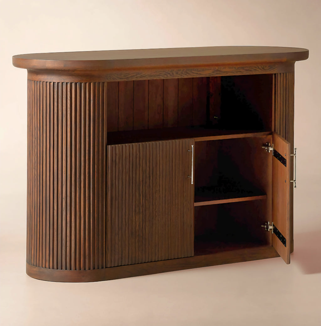 THE ONE × Solero — Fluted Dark Oak Wood Standing Bar