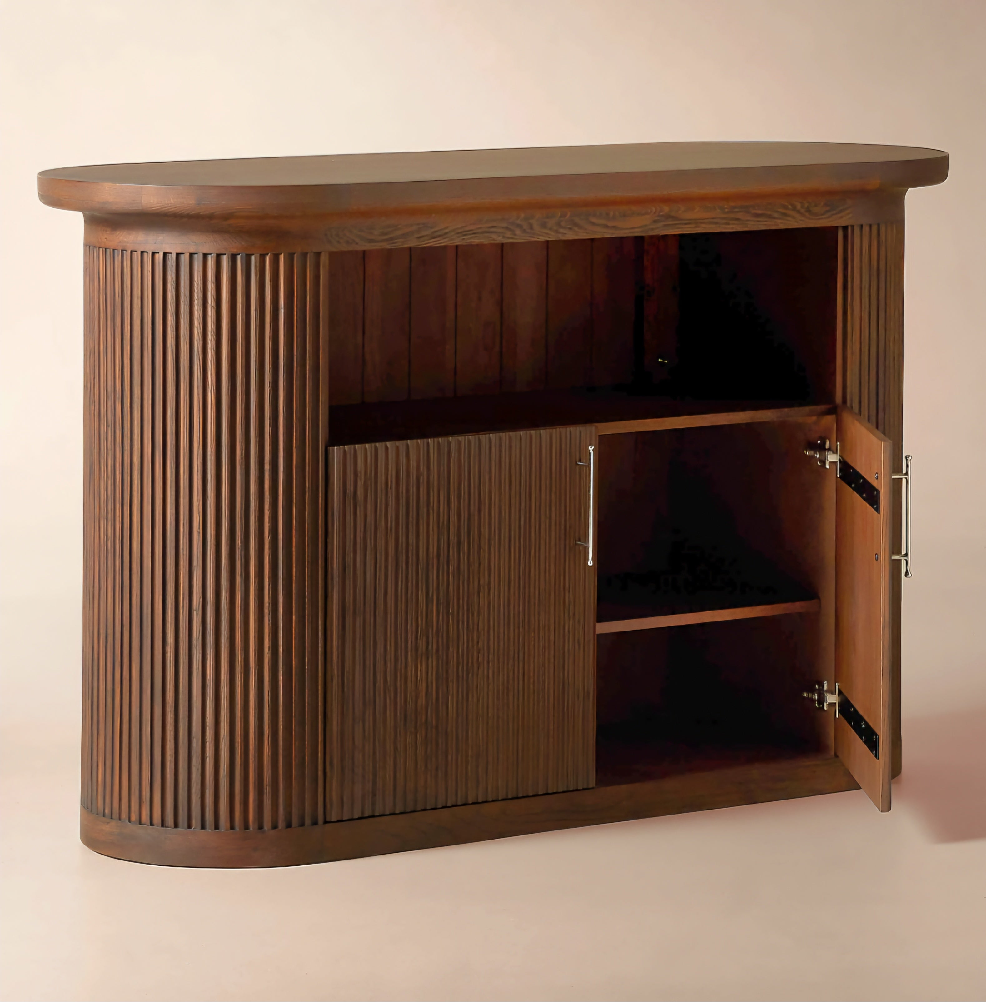 THE ONE × Solero — Fluted Dark Oak Wood Standing Bar