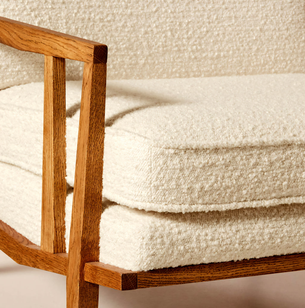 THE ONE × Director — White Boucle Accent Chair