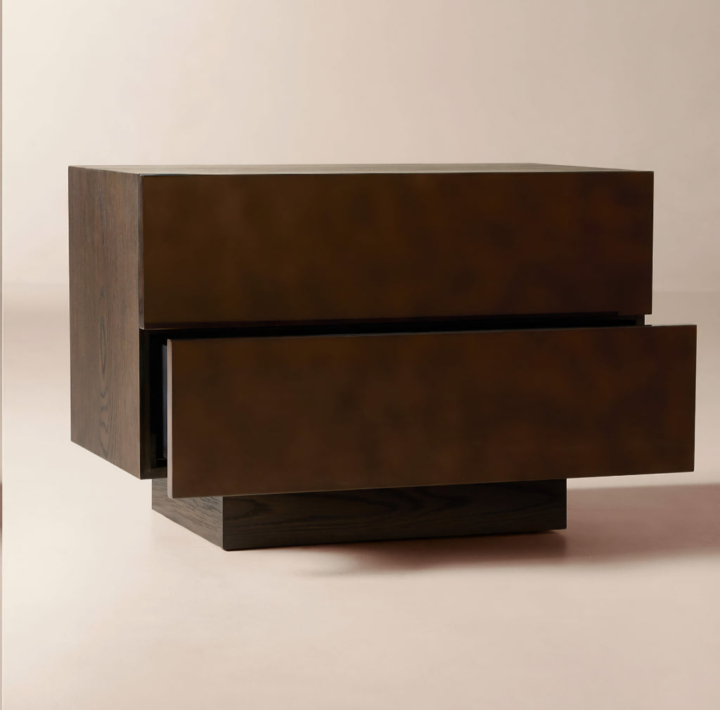 THE ONE × Hudson — Lacquered Dark Brown Wood Nightstand