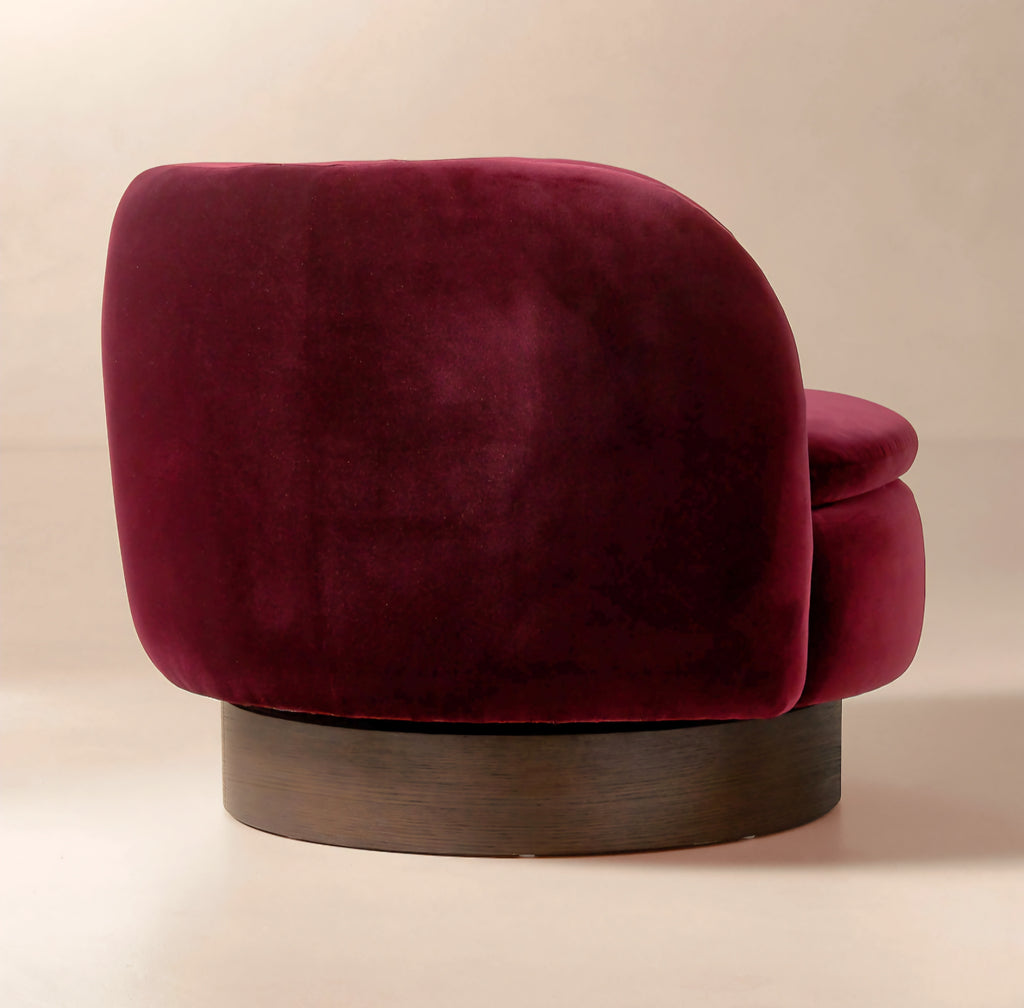THE ONE × Muir — Taupe Velvet Swivel Chair