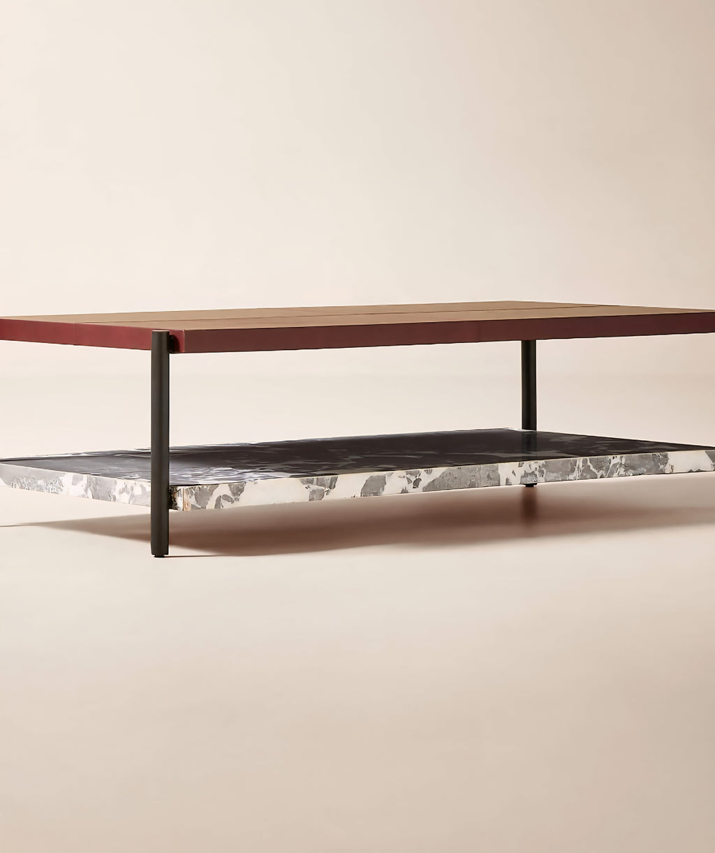 THE ONE × Verum — Interchangeable Leather + Marble Coffee Table