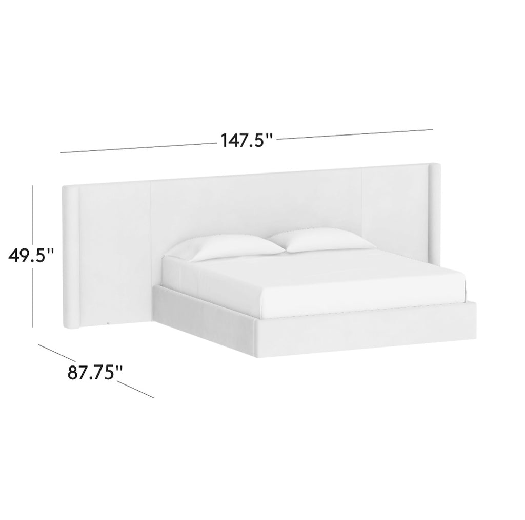 THE ONE × Abbott — Arctic Blue Velvet Upholstered Extended King Platform Bed