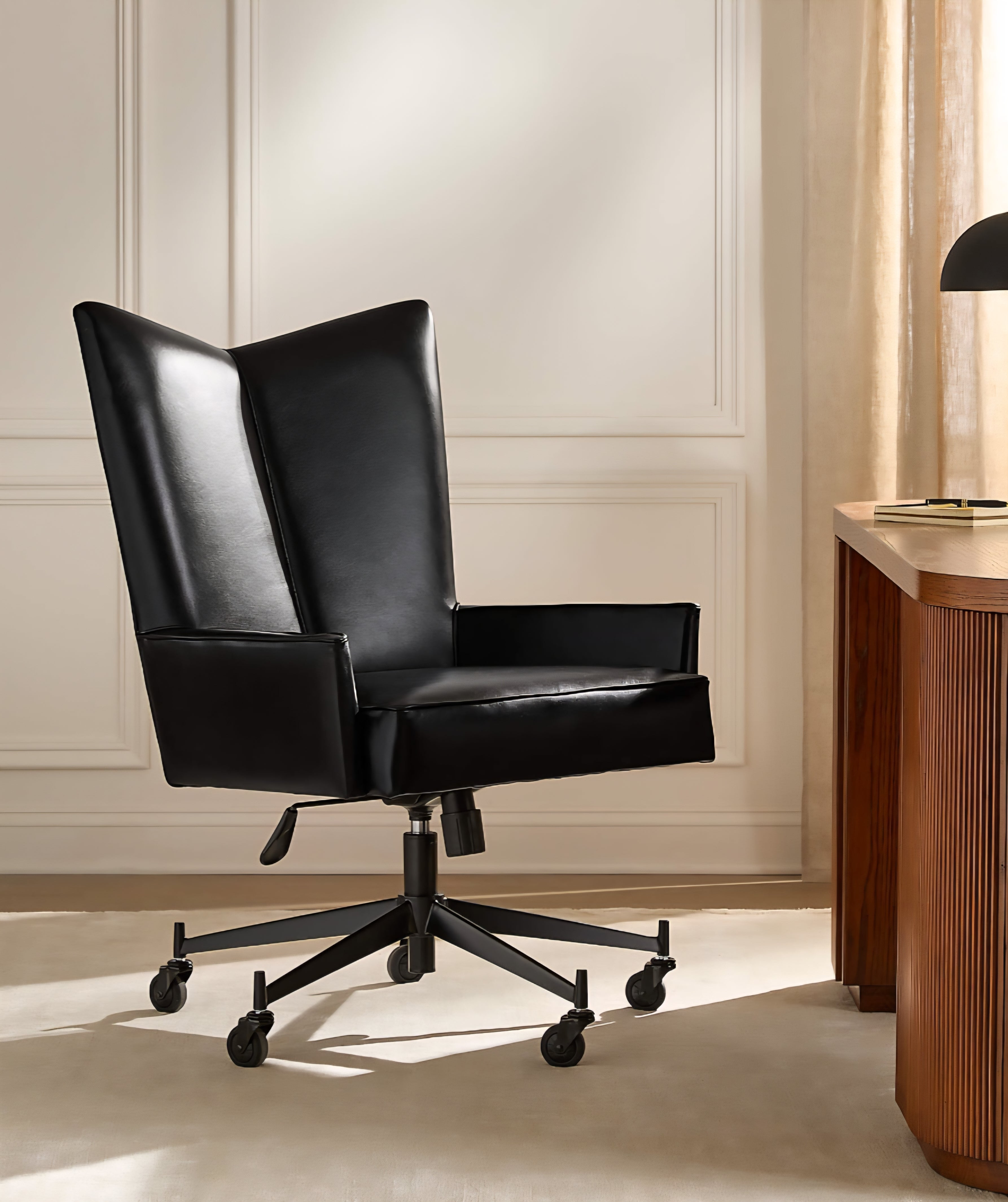 THE ONE × Bowtie — Black Leather Office Chair