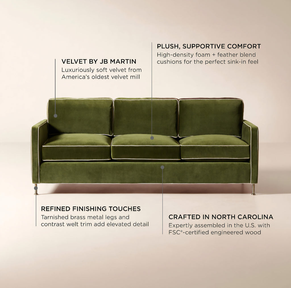 THE ONE × Brett — Jade Green Velvet Sofa