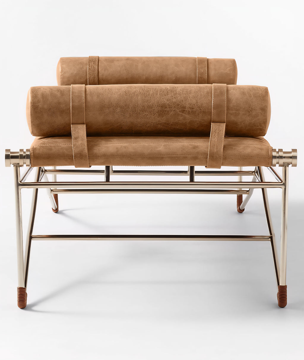 THE ONE × La Strizza — Saddle Leather Bench with Bolster Pillows
