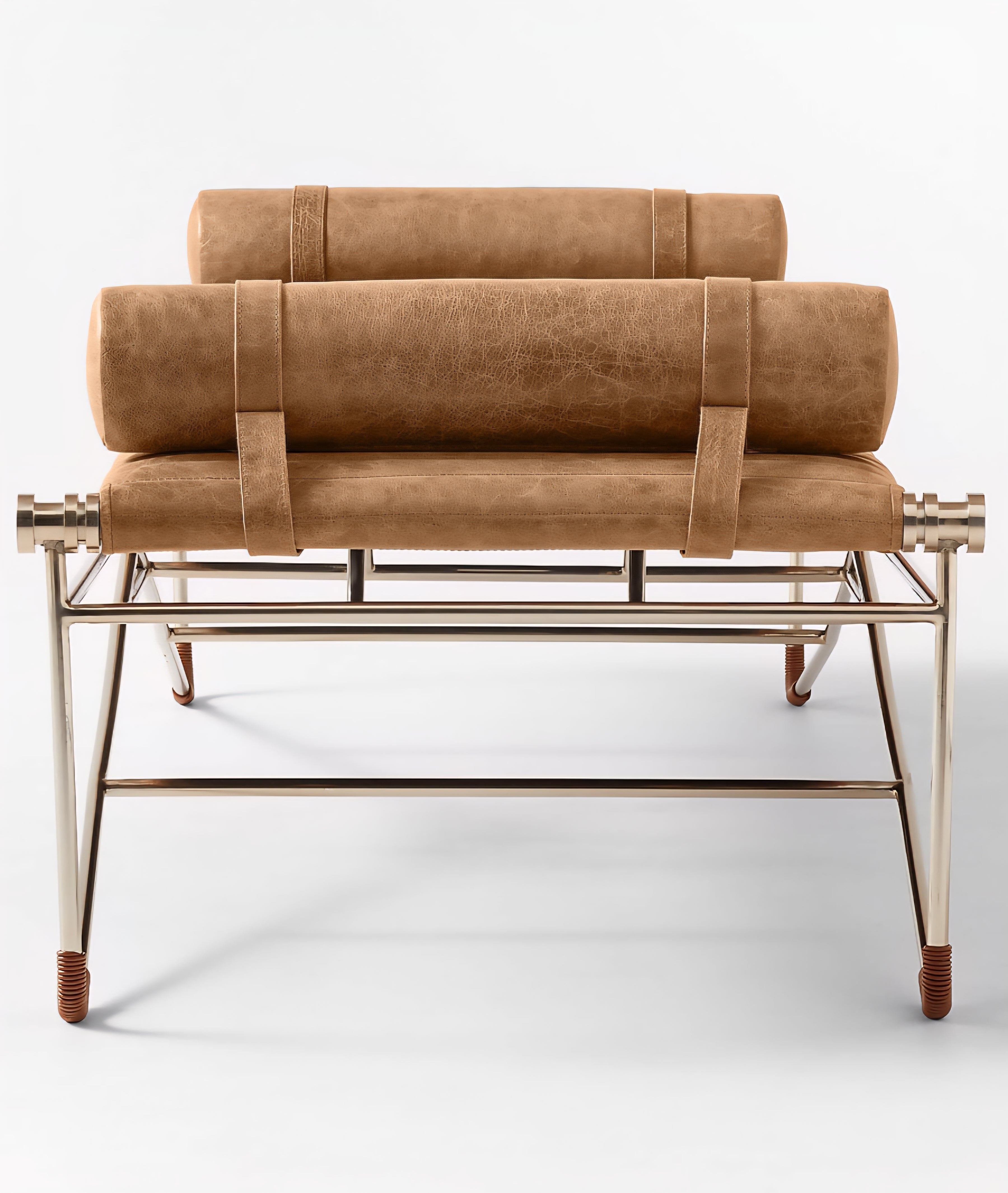 THE ONE × La Strizza — Saddle Leather Bench with Bolster Pillows