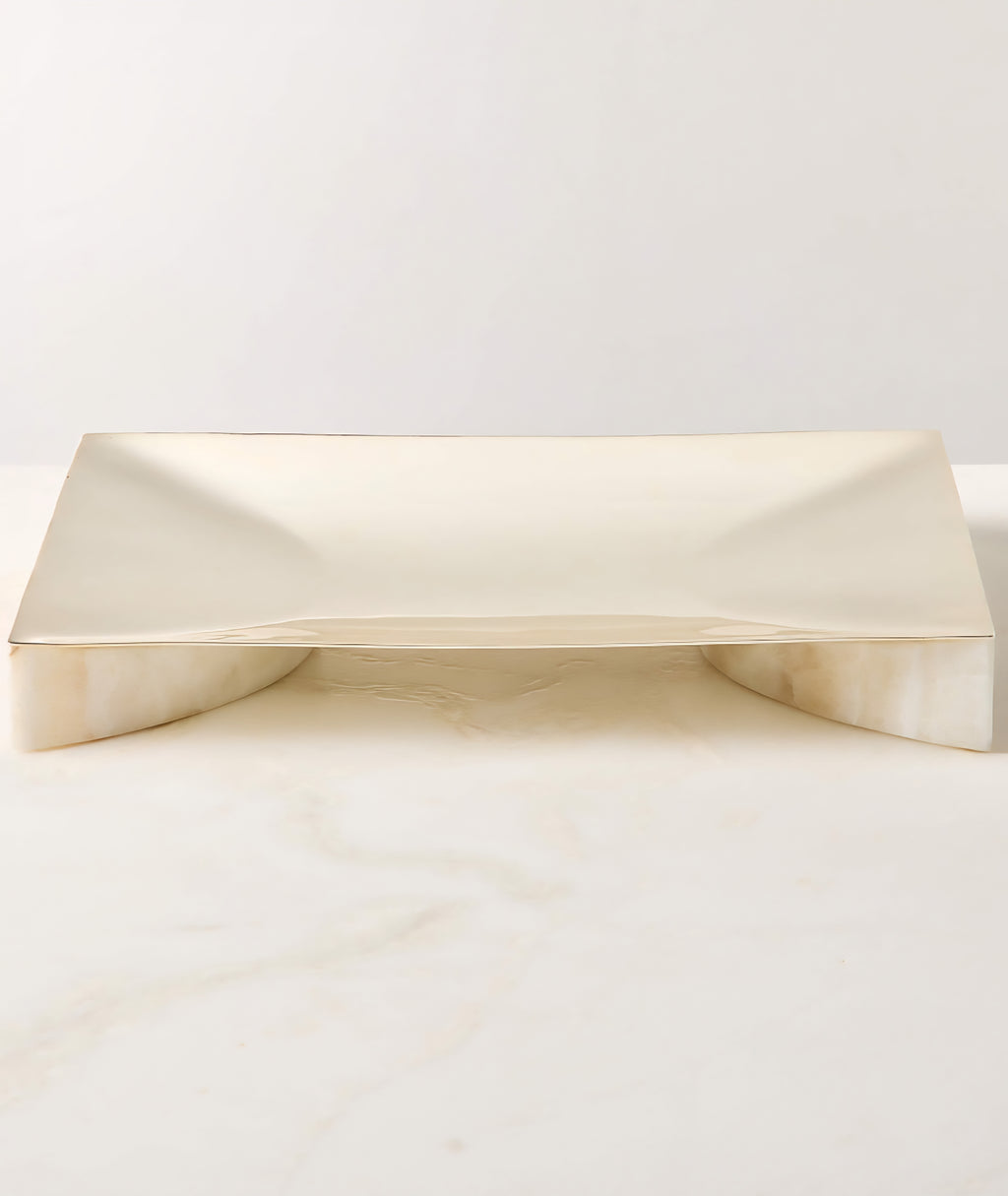 THE ONE × Akri — Champagne Gold and Cream Onyx Serving Platter
