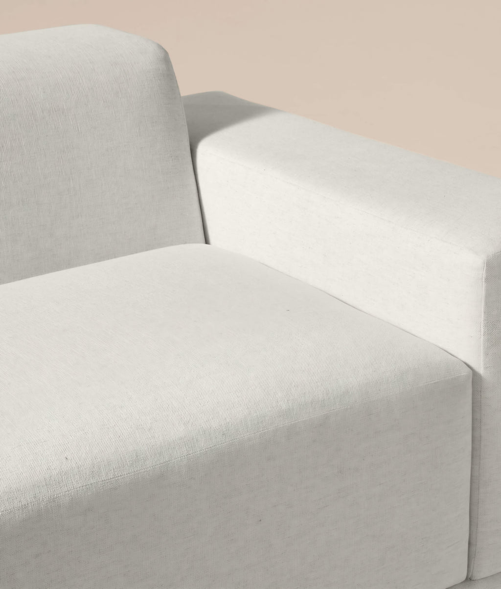 THE ONE × Faible — 6-Piece U-Shaped White Performance Linen Standard Depth Sectional Sofa with Right Arm