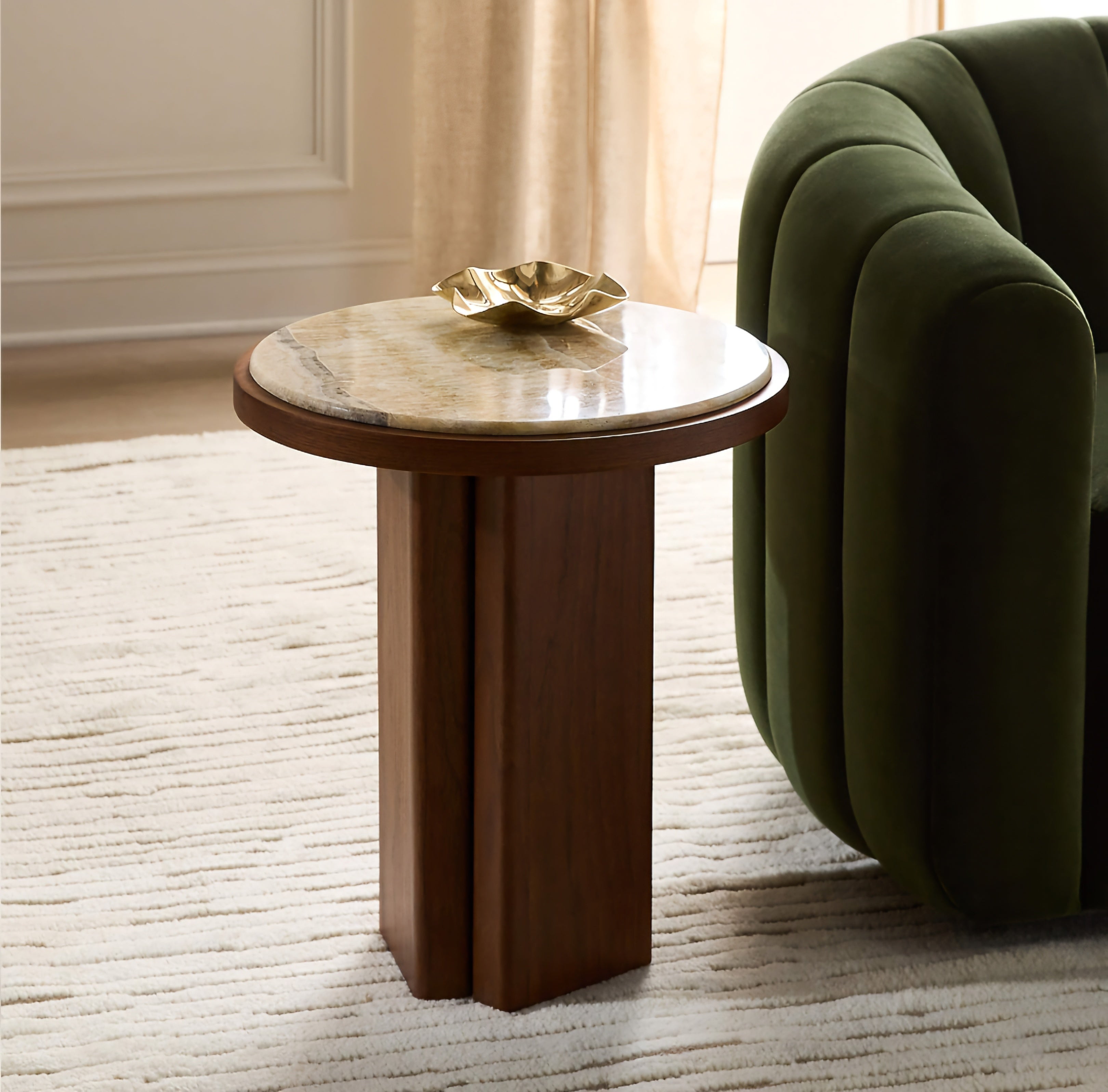 THE ONE × Rio — Onyx and Walnut Side Table