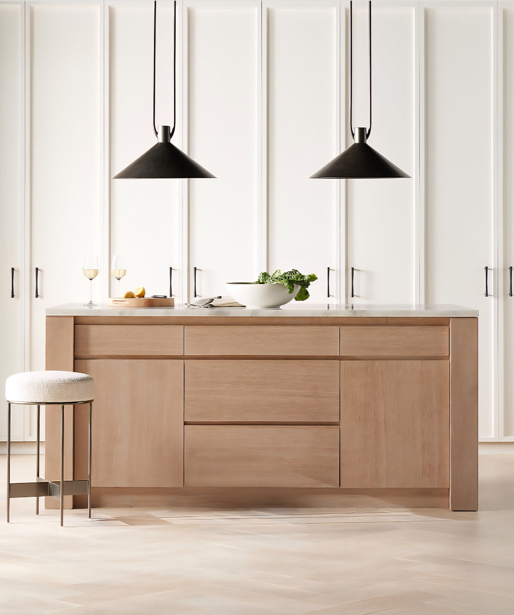 THE ONE × Terra — Marble Top Kitchen Island with Storage (78")