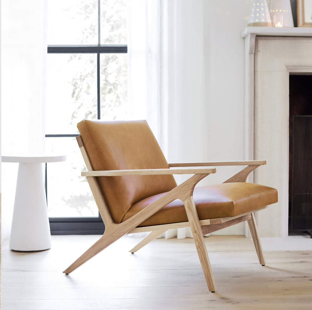 THE ONE × Cavett — Wood and Leather Accent Chair