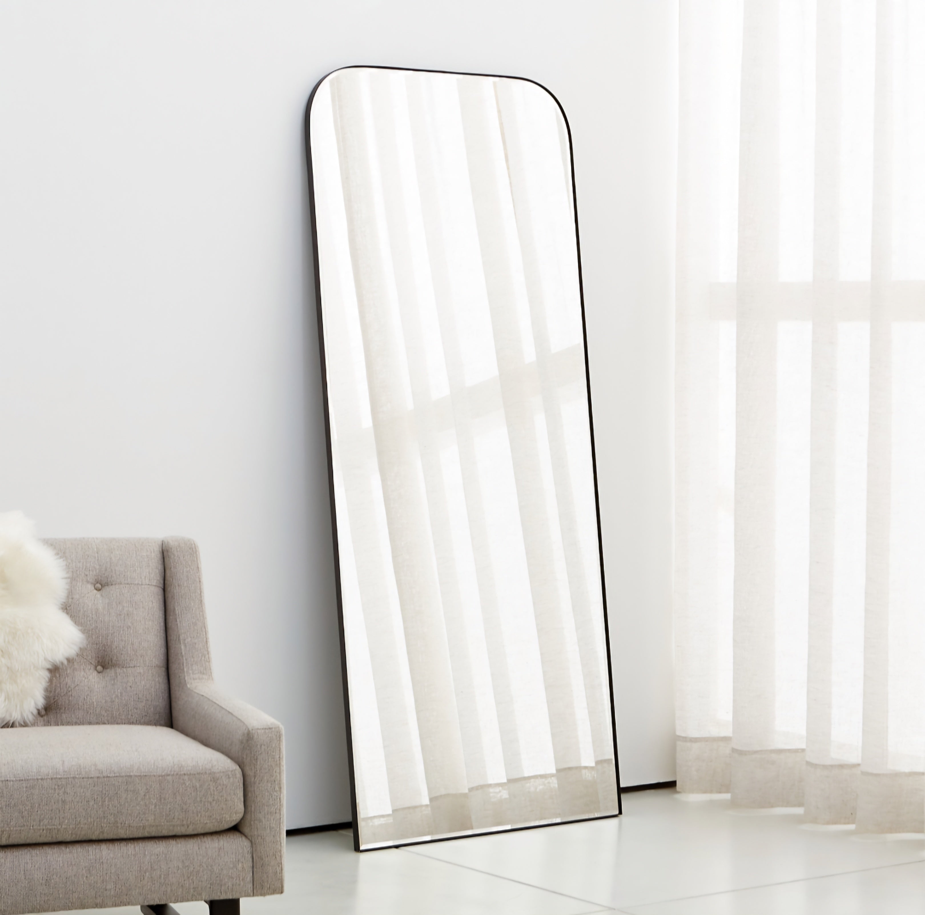 THE ONE × Edge — Walnut Arch Rectangle Floor Mirror