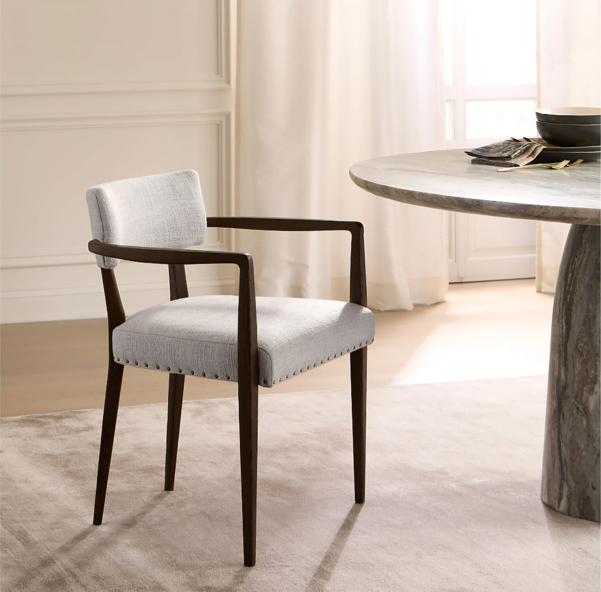 THE ONE × Arlo — Smoked Mauve Performance Fabric Dining Armchair