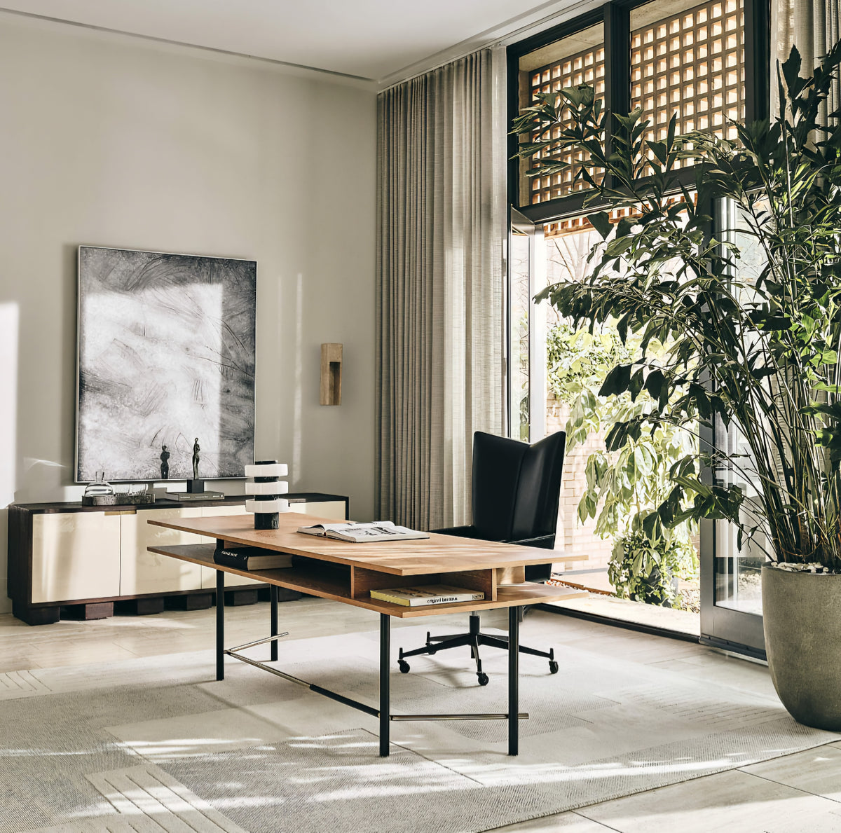 THE ONE × Moti — Brown and White Wood Media Console