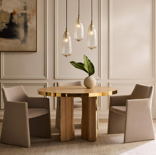 THE ONE × Albertine — Round Oak and Unlacquered Brass Dining Table