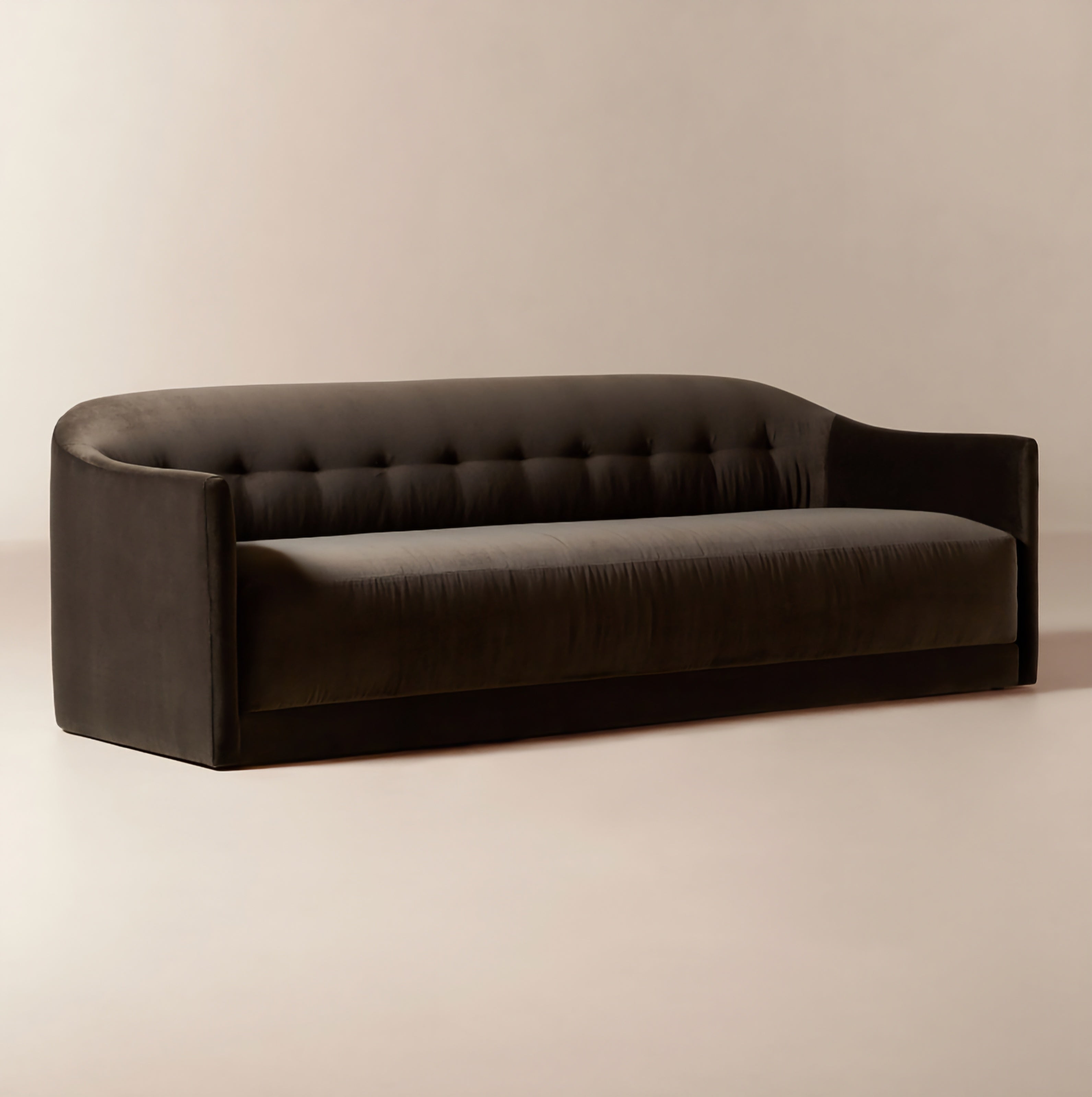THE ONE × Lincoln — Curved Brown Performance Velvet Sofa