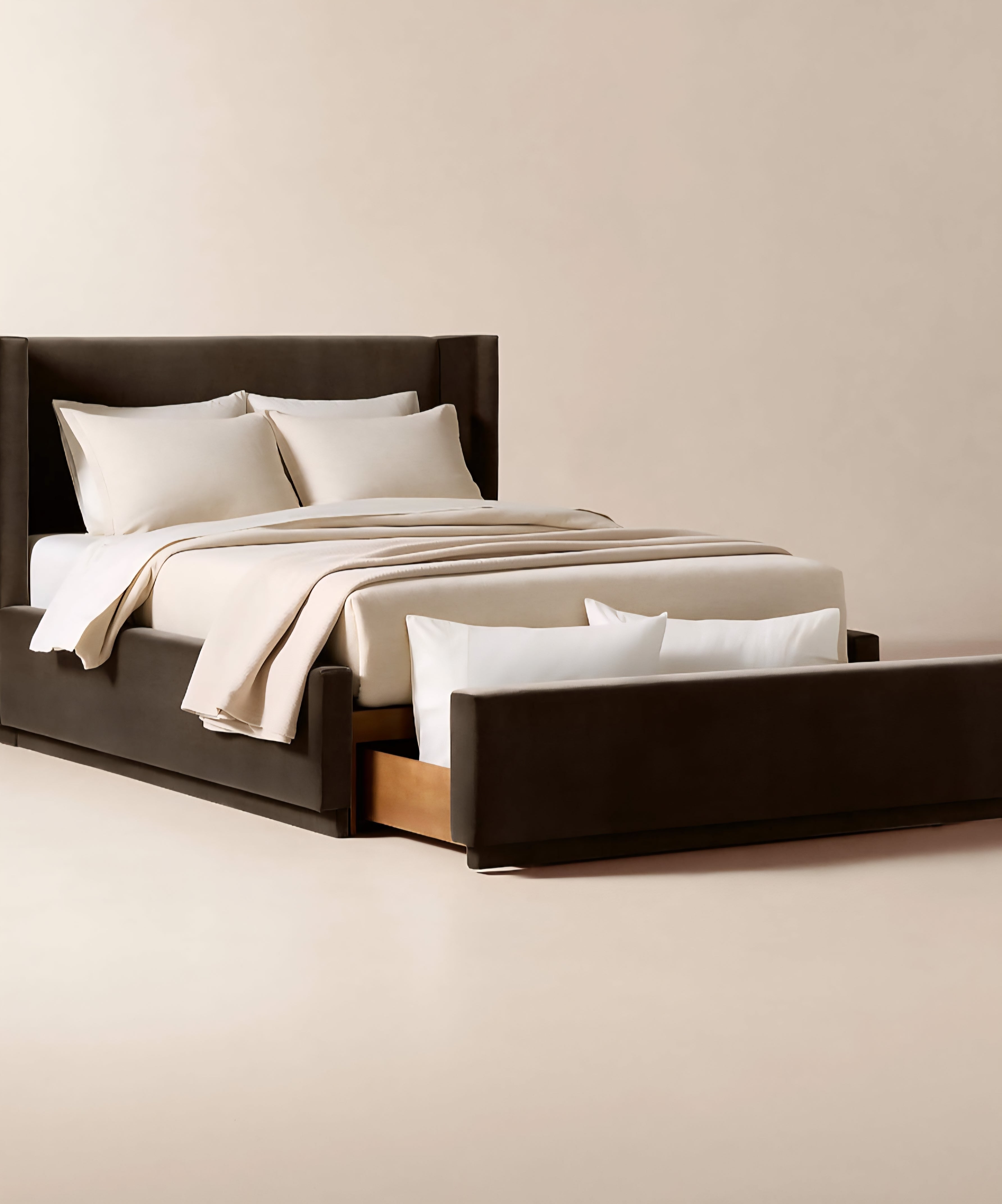 THE ONE × Russell — Velvet Upholstered Queen Storage Bed