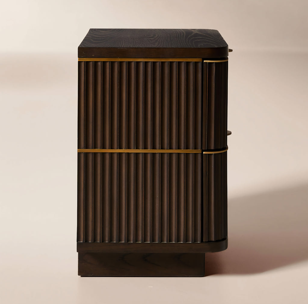 THE ONE × Davison — 2-Drawer Fluted Dark Oak Nightstand