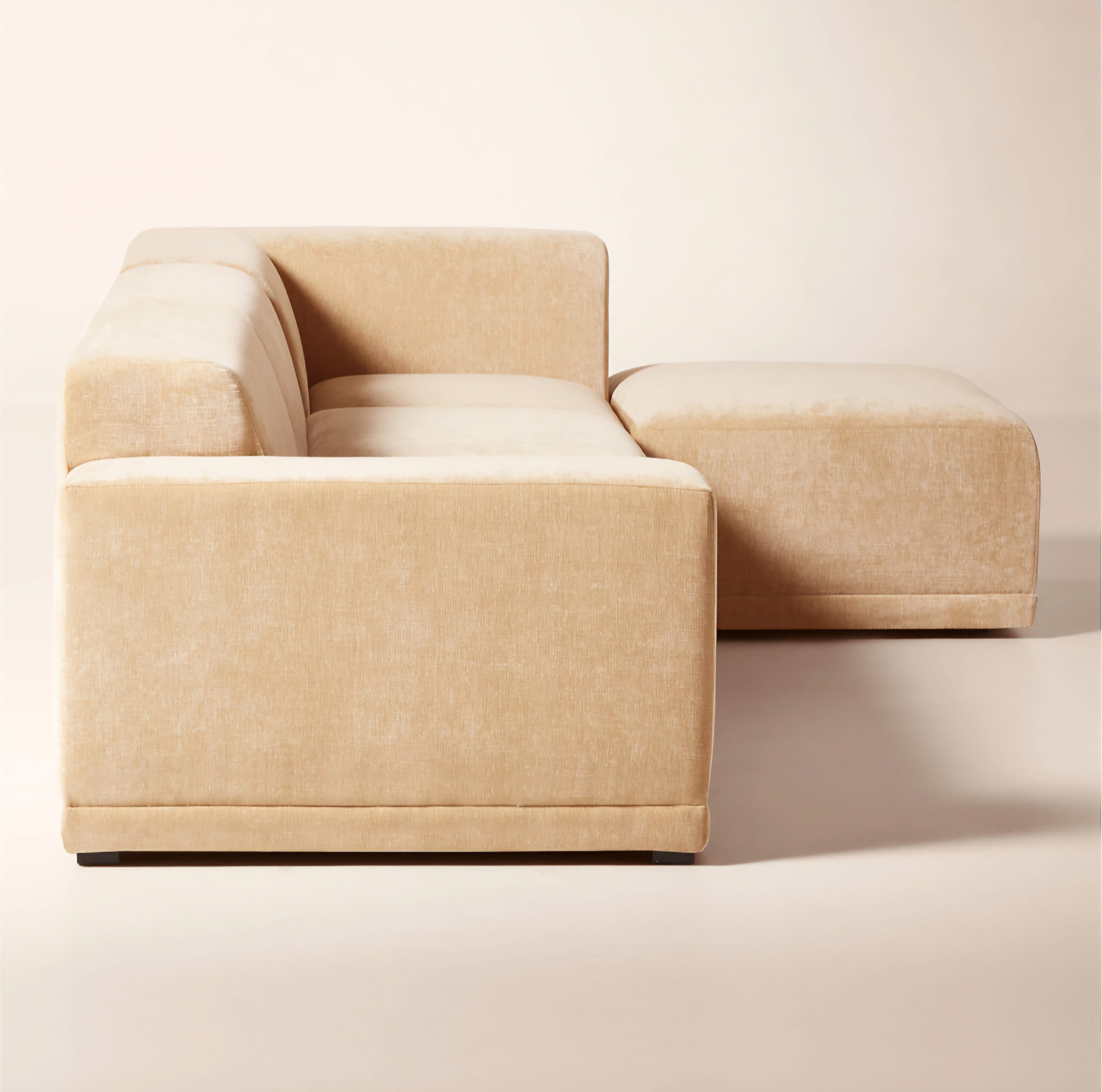 THE ONE × Faible — 4-Piece Modular Left-Arm Wheat Performance Velvet Standard Depth Sectional Sofa
