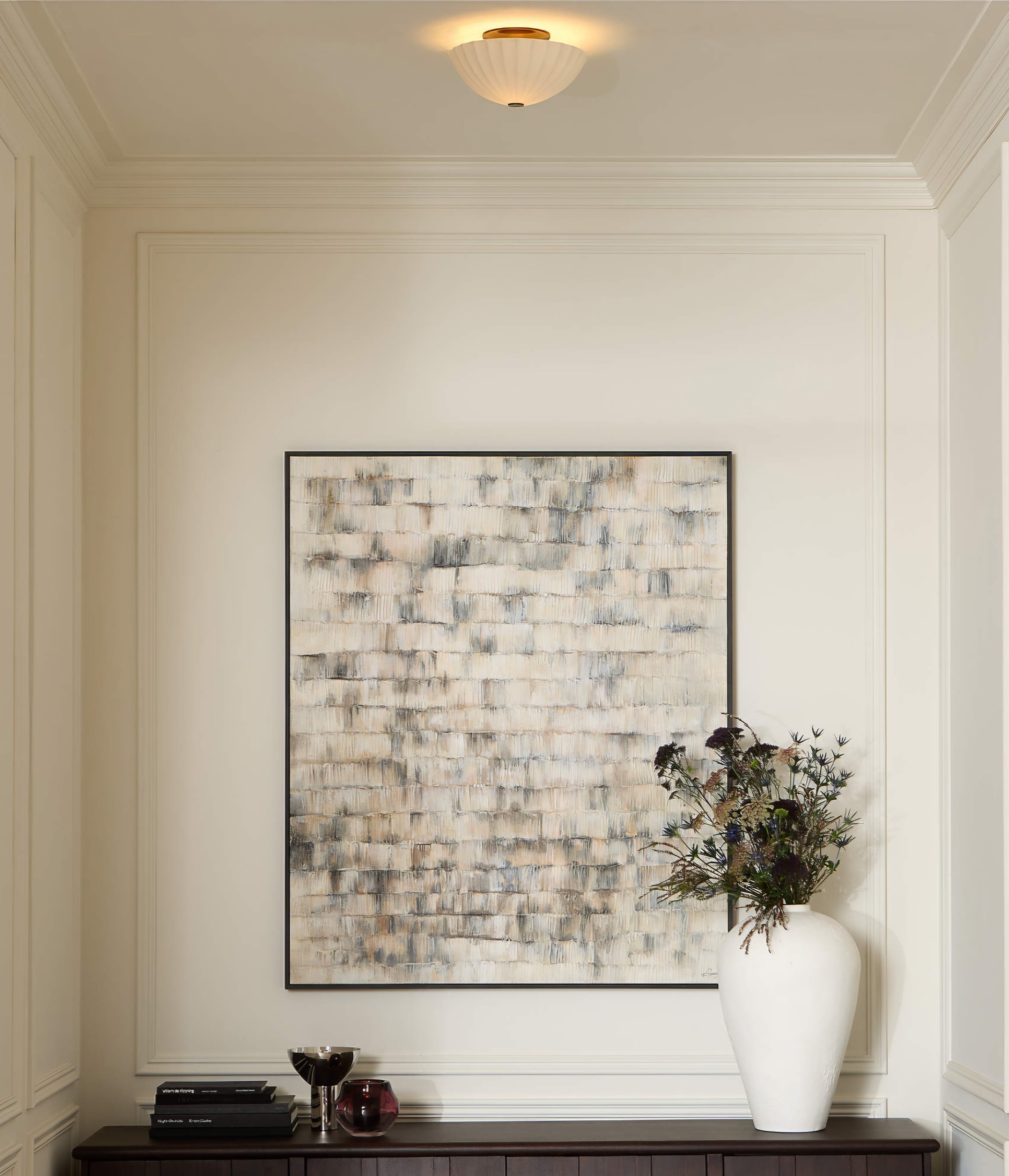 THE ONE × Jeanne — Fluted White Porcelain Flush Mount Light