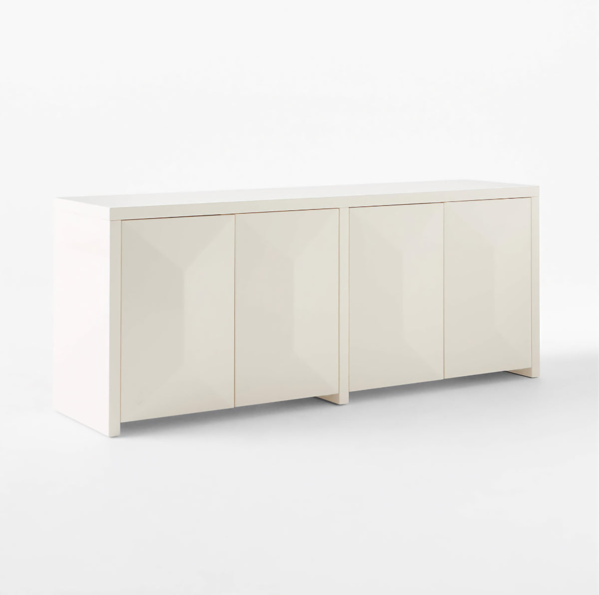 THE ONE × Cairo — Warm White High‑Gloss Lacquered Credenza