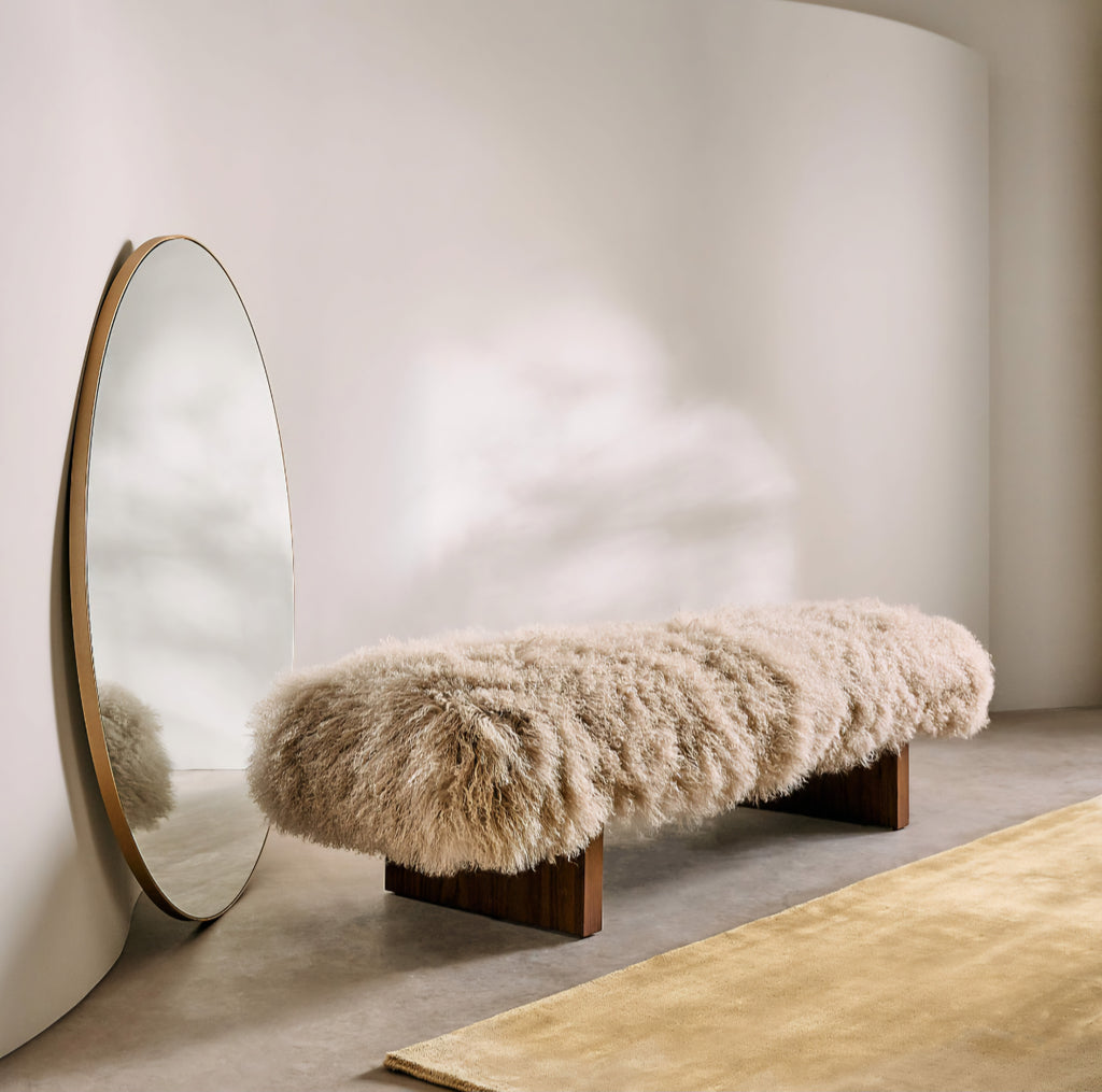THE ONE × Socca — Sheepskin Upholstered Bench