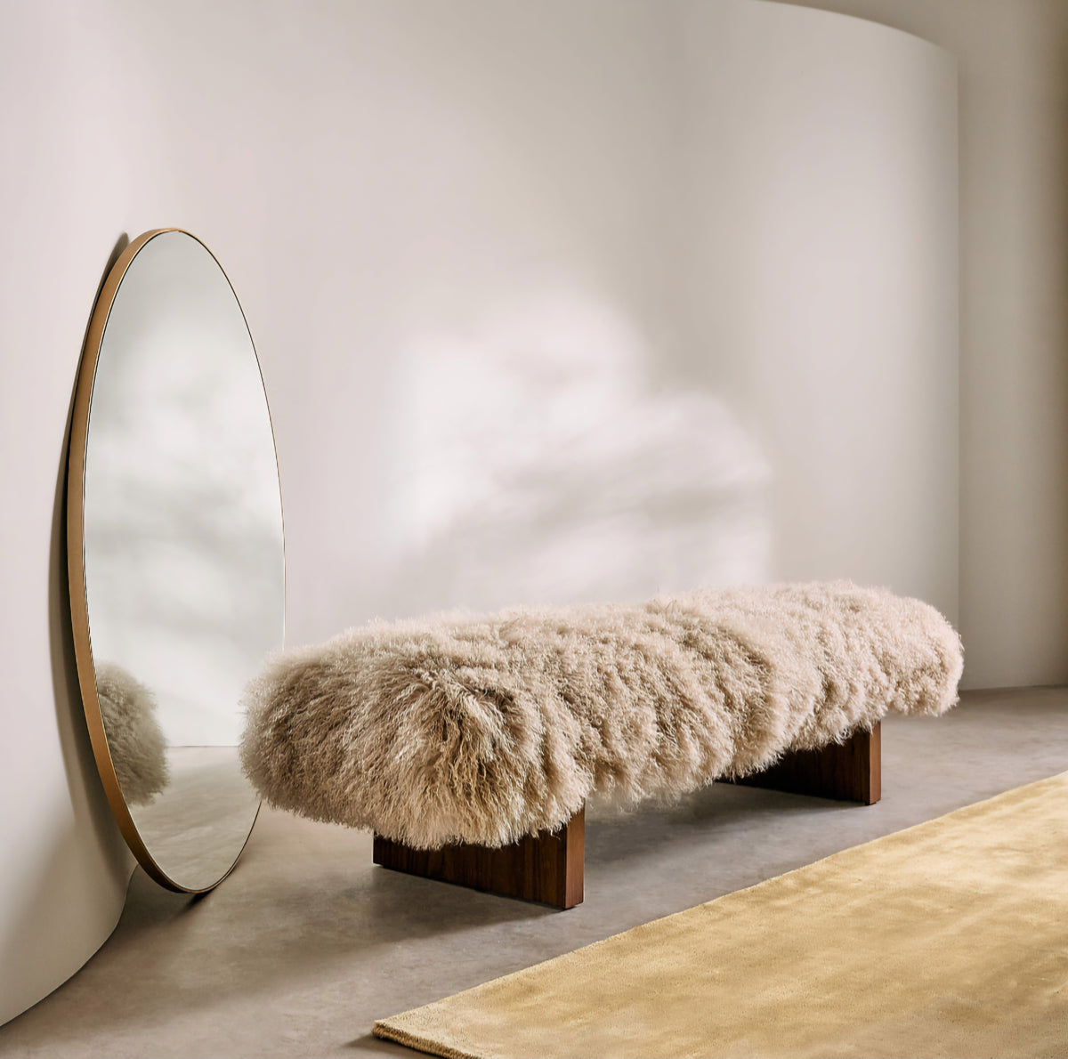 THE ONE × Socca — Sheepskin Upholstered Bench