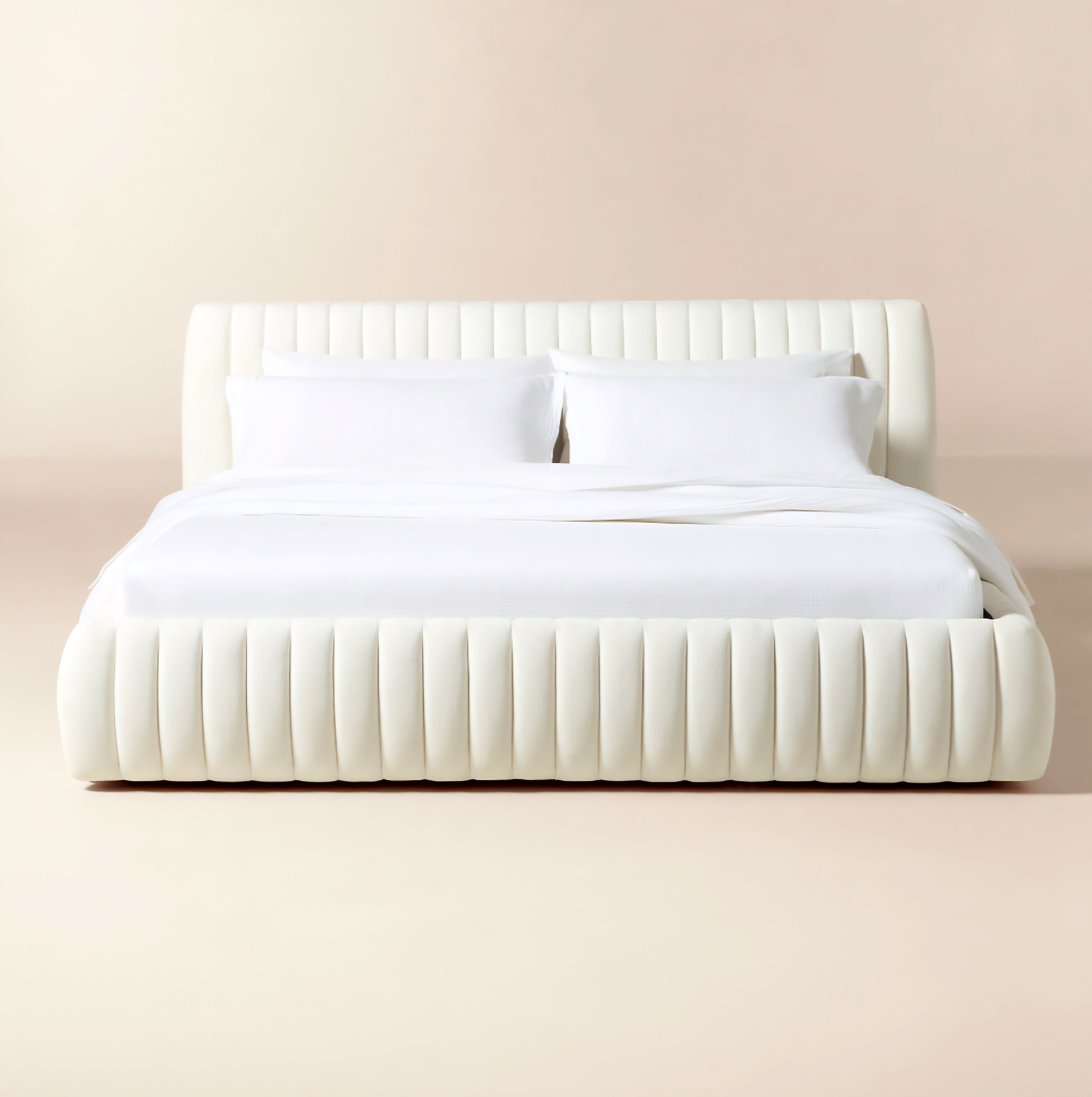 THE ONE × Wolcott — Channeled White Performance Fabric King Bed