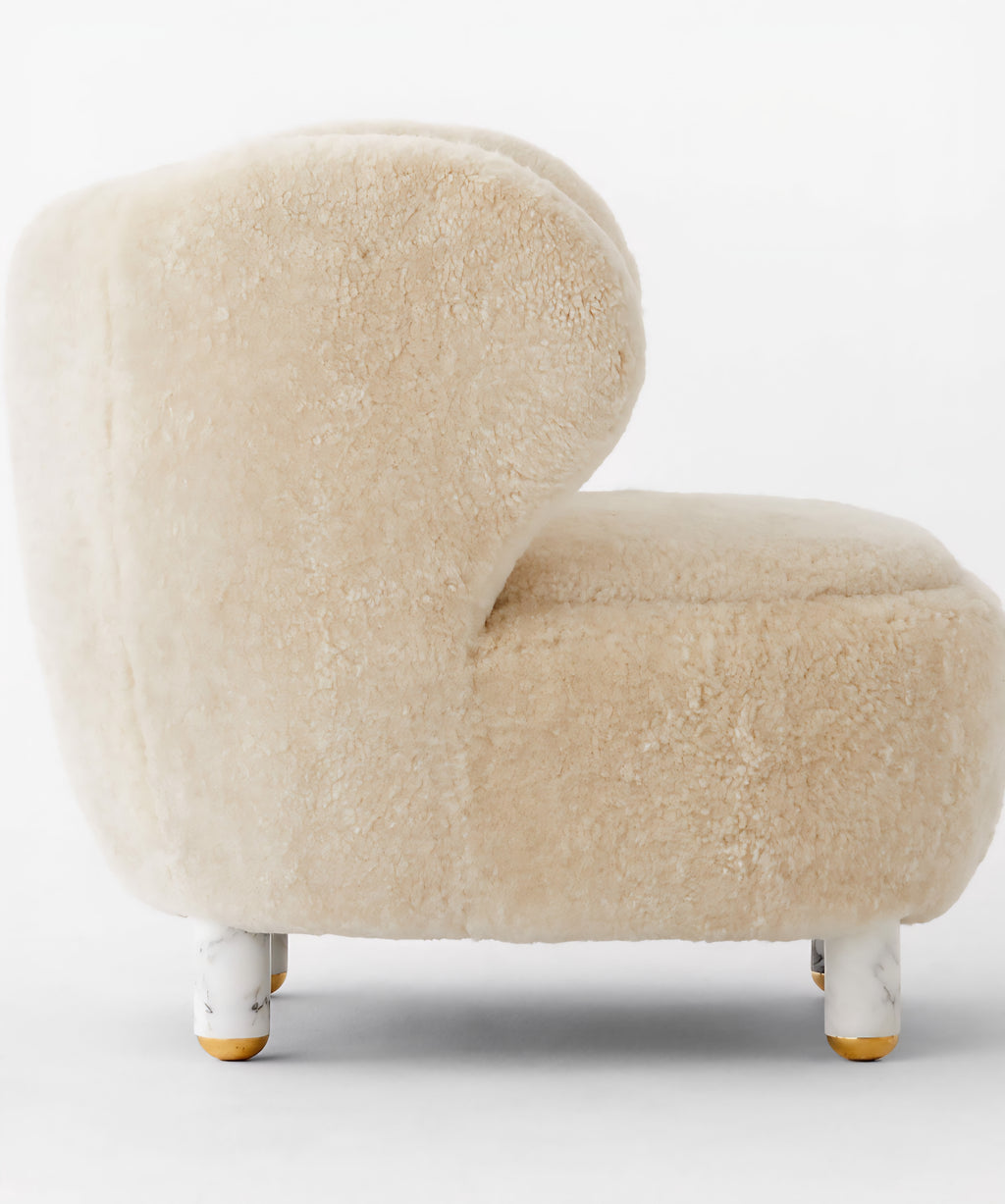 THE ONE × Nadine — Shearling Accent Chair with Marble Legs