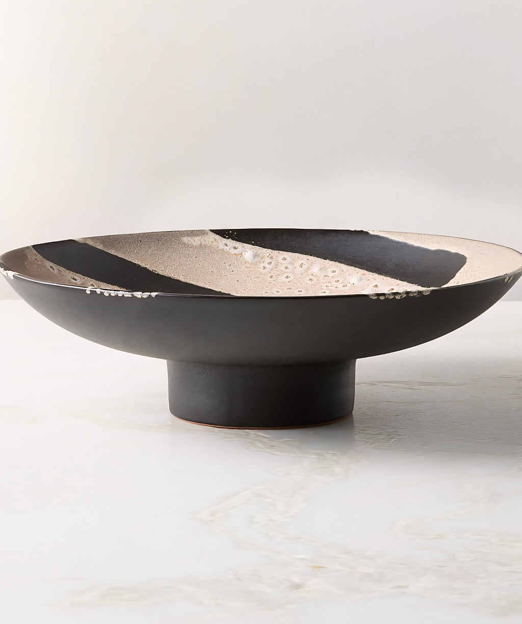 THE ONE × Adler — Black Ceramic Pedestal Serving Bowl