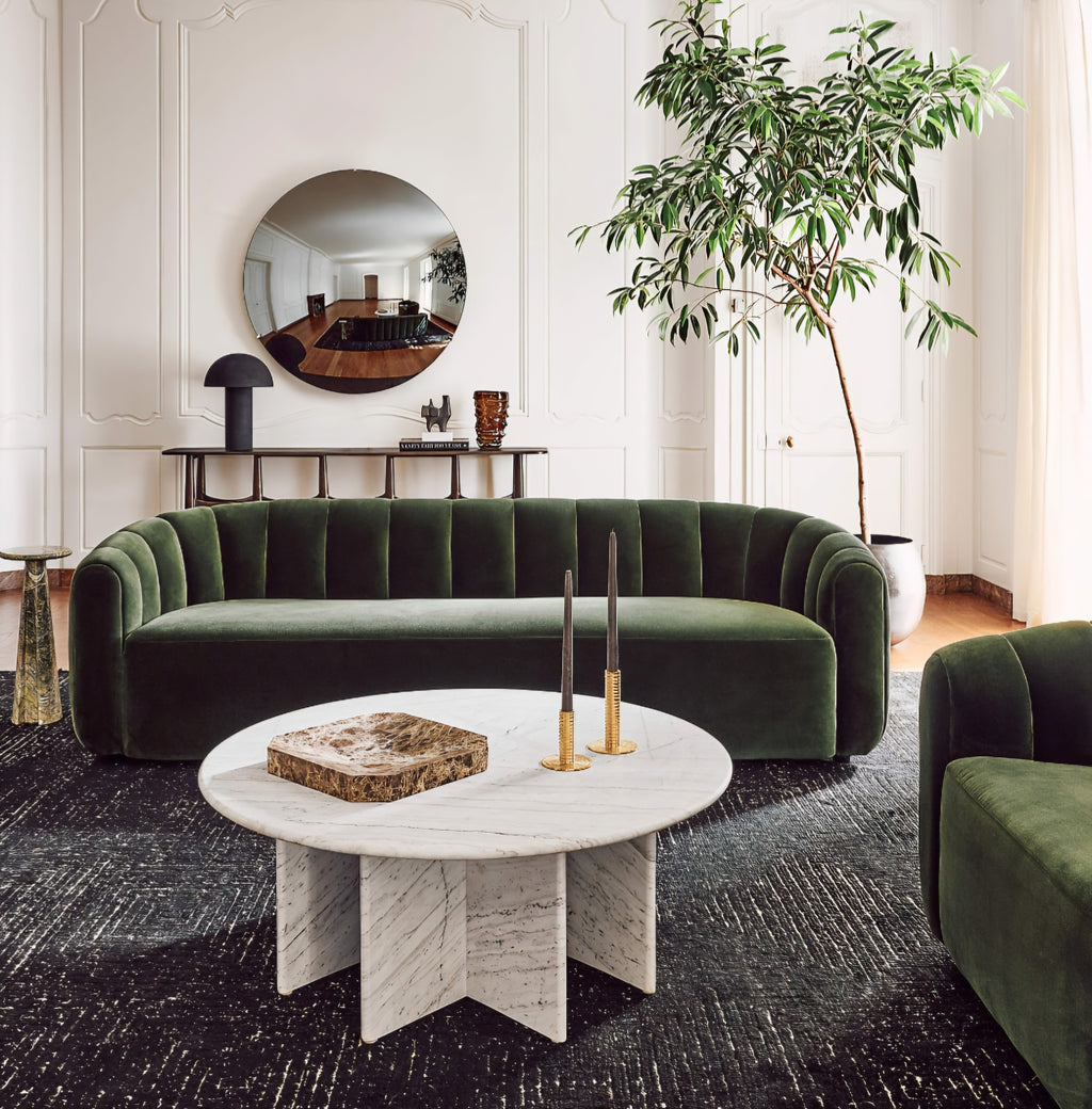 THE ONE × Fitz — Channeled White Boucle Loveseat