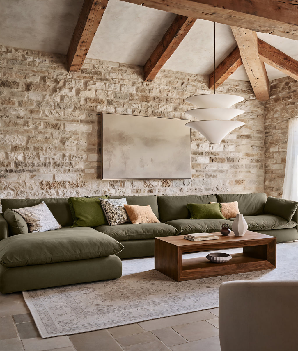 THE ONE × Trésor — Three‑Tiered Fabric Pendant Light
