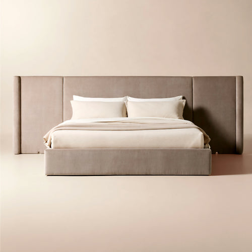 THE ONE × Abbott — Arctic Blue Velvet Upholstered Extended King Platform Bed