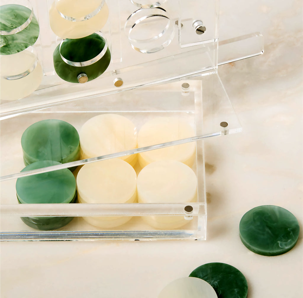 THE ONE × Four in a Row — Warm White and Green Acrylic Game