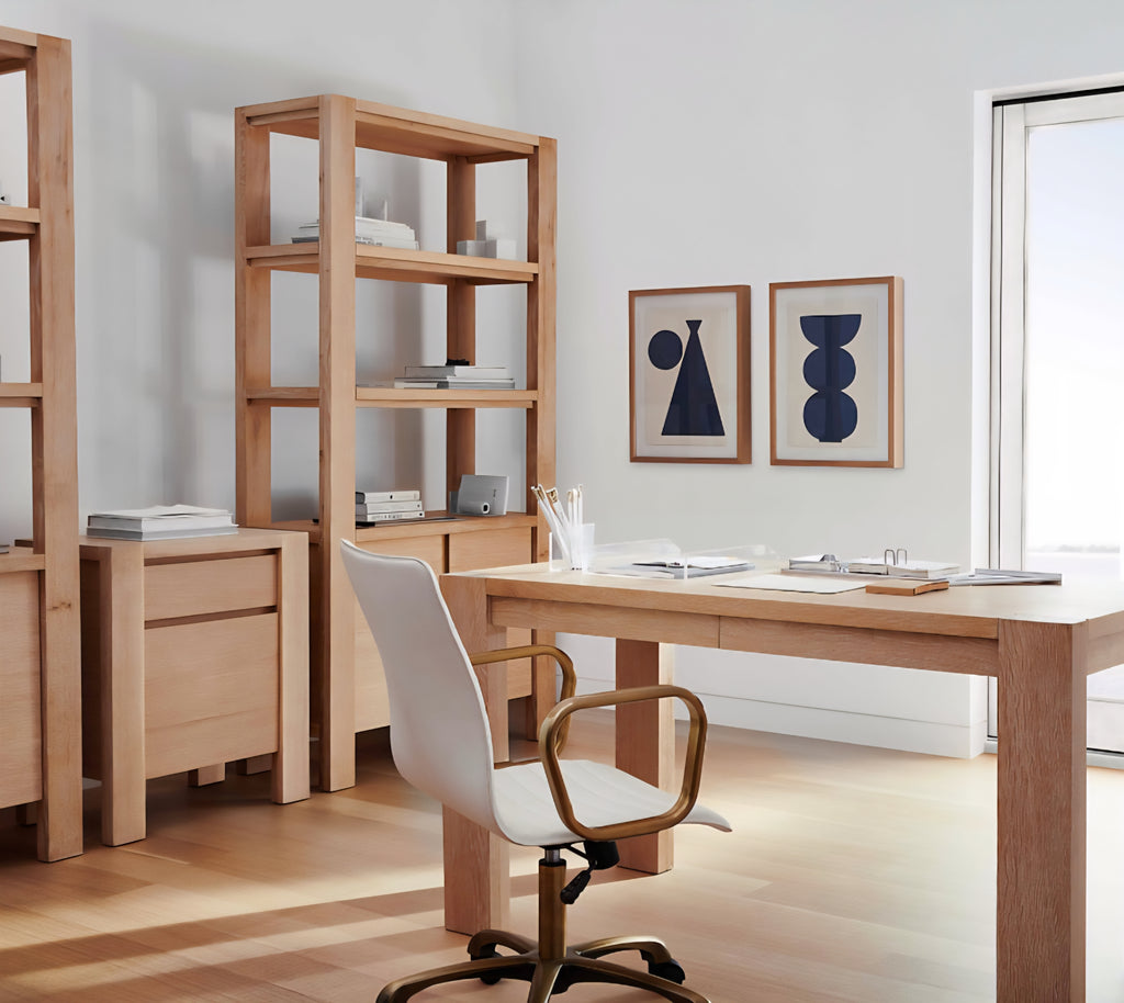 THE ONE × Terra — Natural Oak Wood Desk with Power Outlets (54")