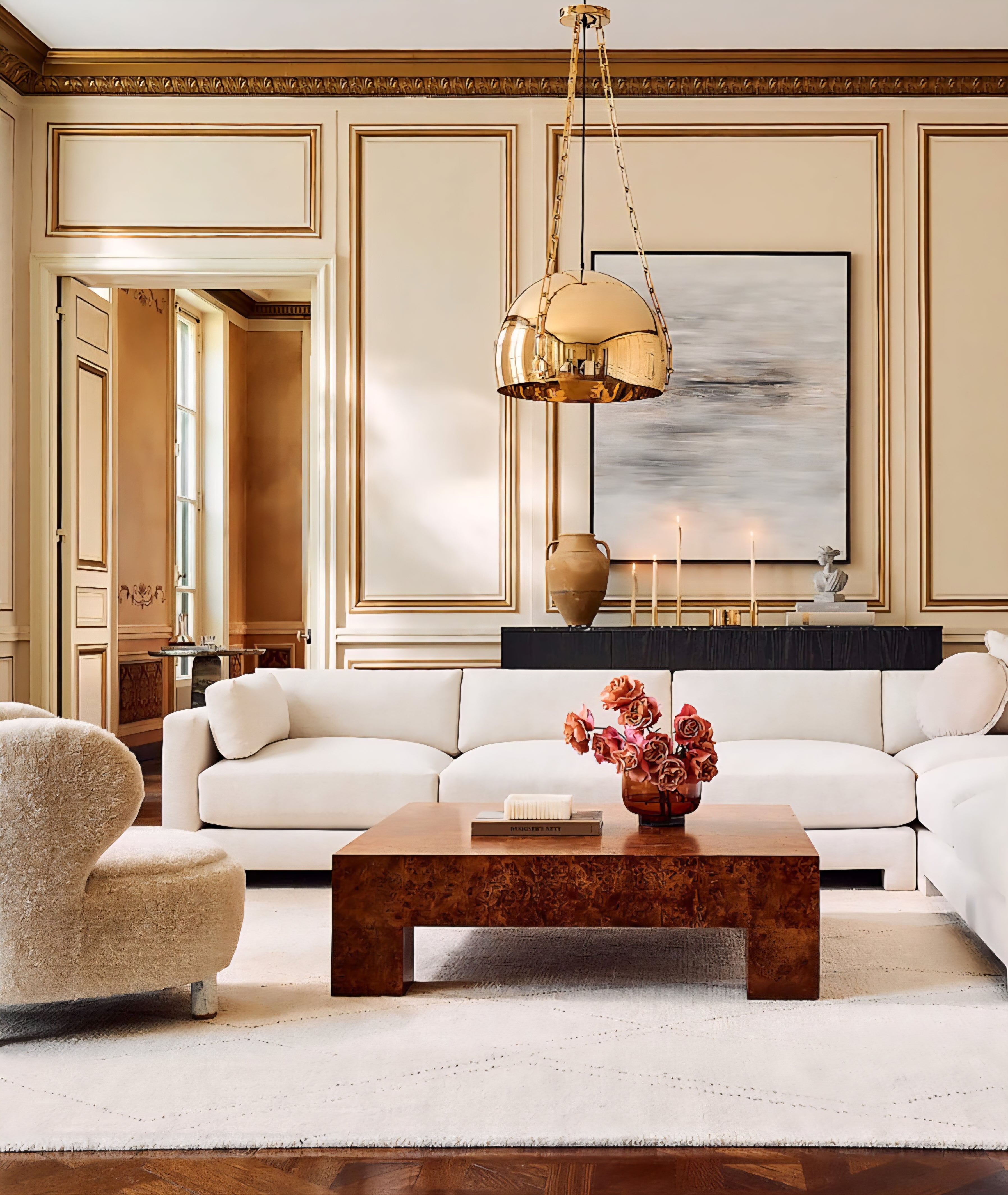THE ONE × Nadine — Shearling Accent Chair with Marble Legs