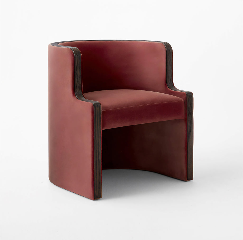 THE ONE × Chester — Rose Velvet Barrel Dining Chair